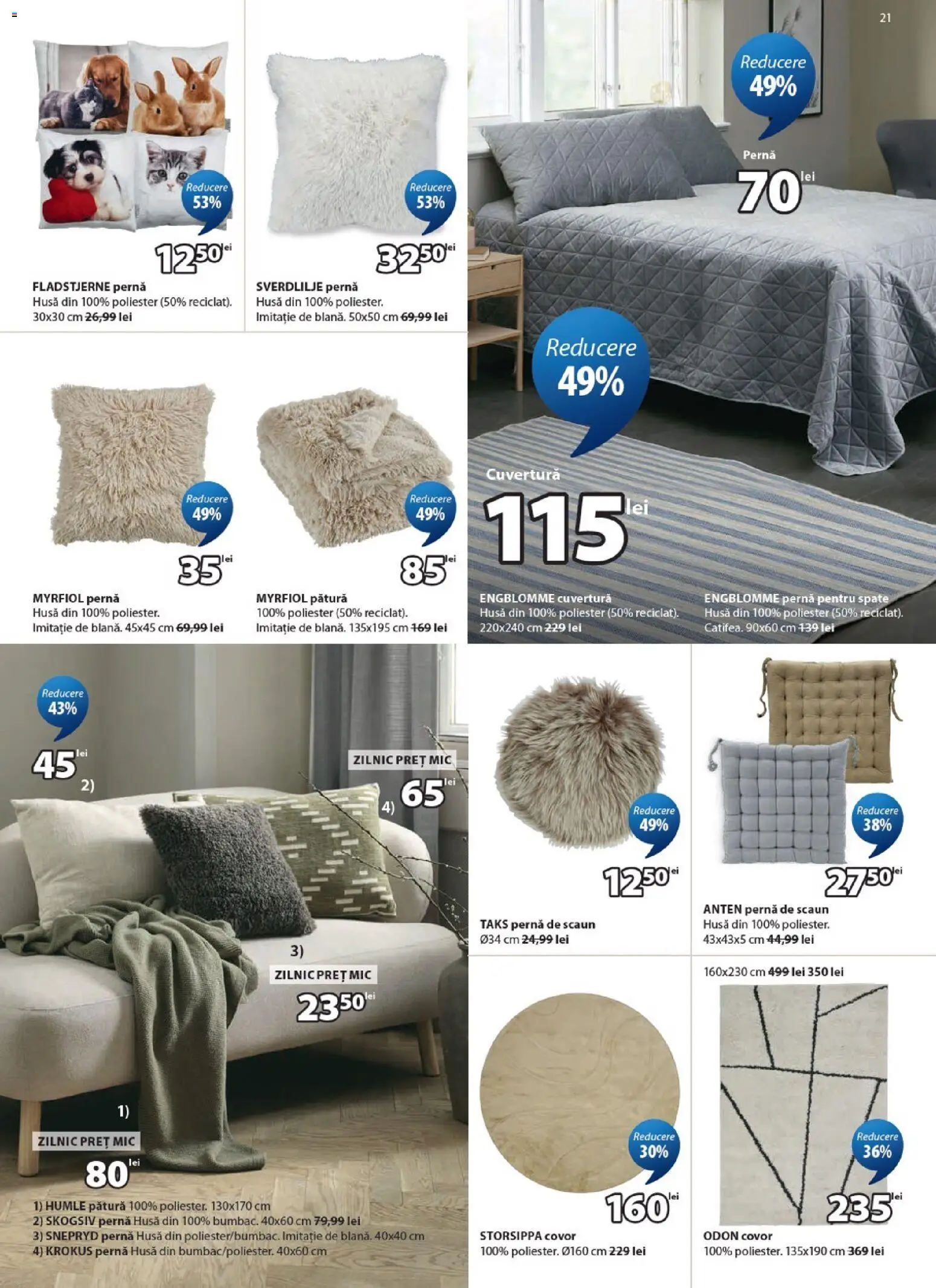 Noul catalog JYSK – valabil de la 24.04.2026 | Pagină: 21 | Produse: Pernă, Pătură, Scaun, Covor