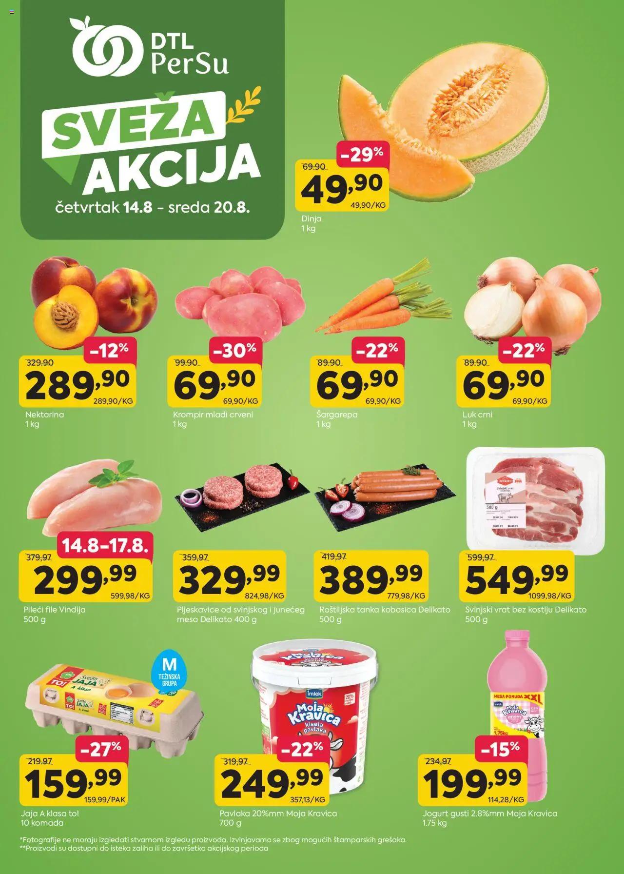 PerSu katalog - važi od 14.08.2025 | Strana: 1 | Proizvode: Pljeskavice, Krompir, Svinjski vrat, Jaja