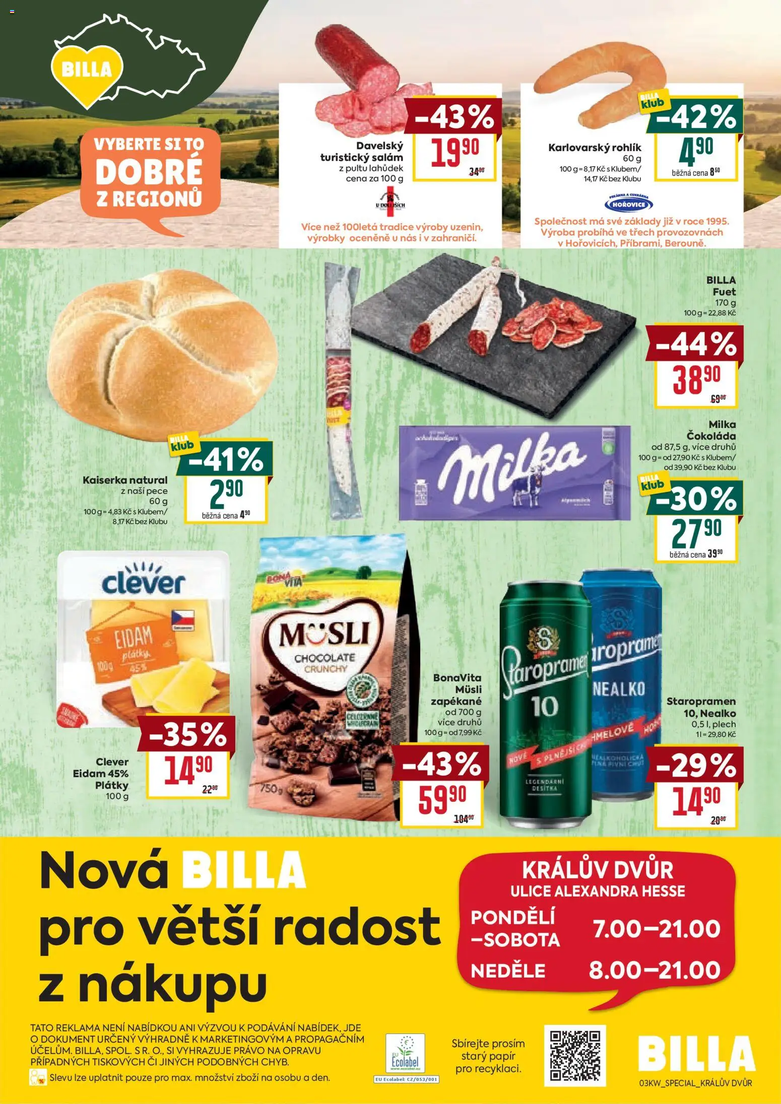 Billa leták - Speciál: Králův Dvůr od 14.01.2026 | Strana: 2 | Produkty: Milka, Salám, Clever, Fuet