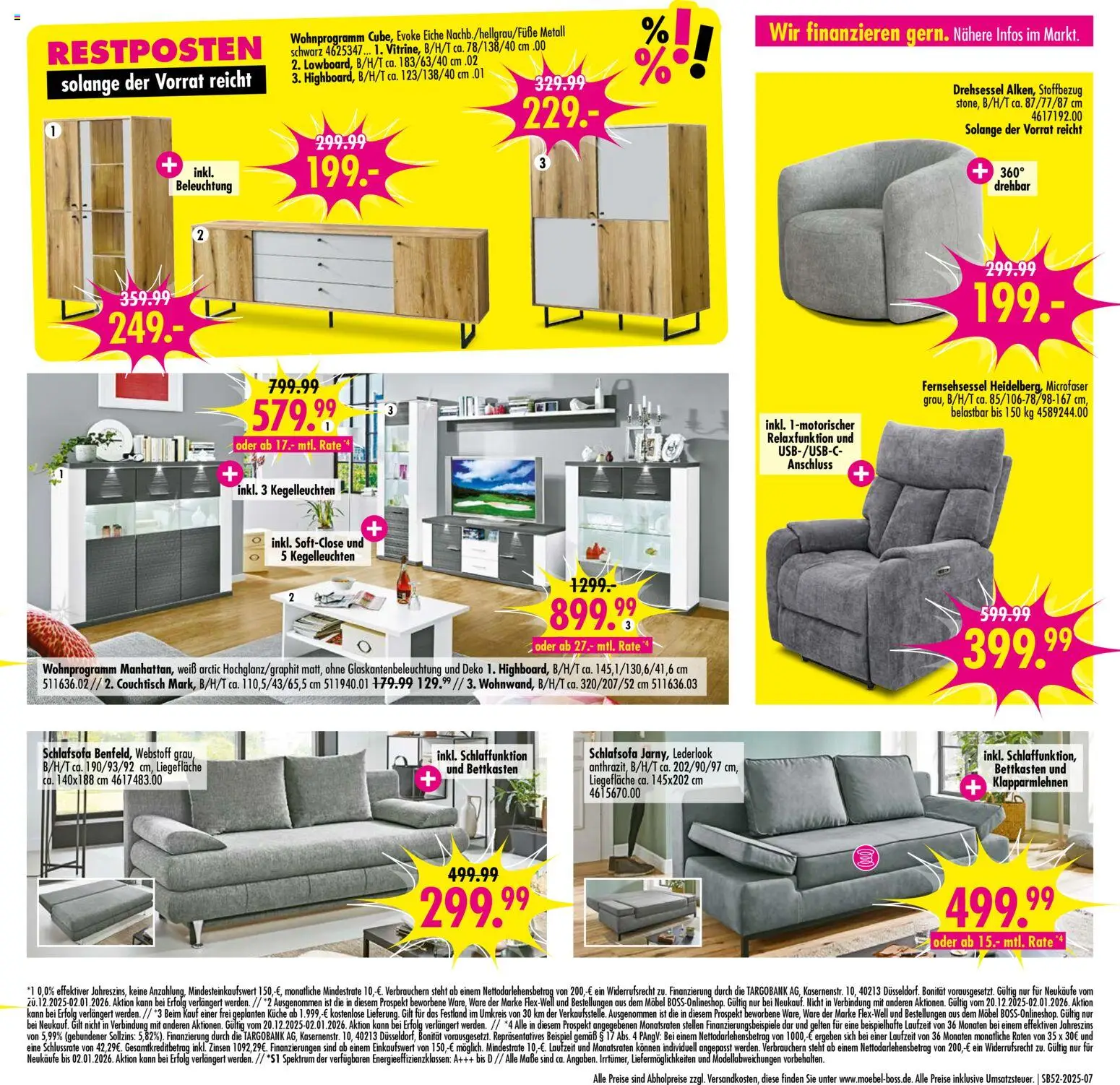 SB Möbel Boss Prospekt 	 – gültig ab 20.12.2025 | Seite: 7 | Produkte: Schlafsofa, Fernsehsessel, Couchtisch, Küche
