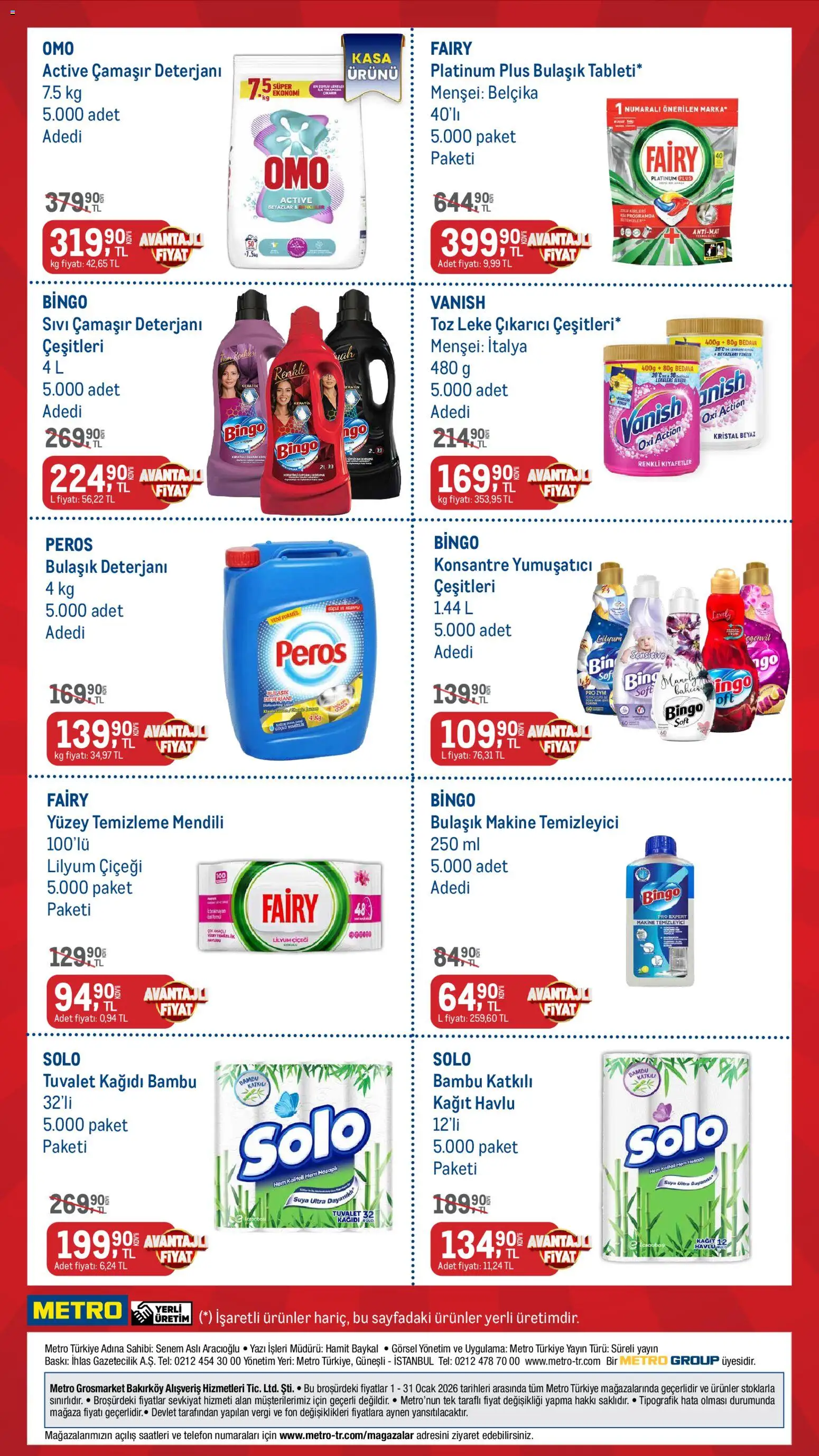 Metro - Kişisel Bakım ve Temizlik Ürünleri - 01.01.2026 tarihinden itibaren geçerlidir | Sayfa: 2 | Ürünler: Leke çıkarıcı, Deterjan, Kağıt havlu, Telefon