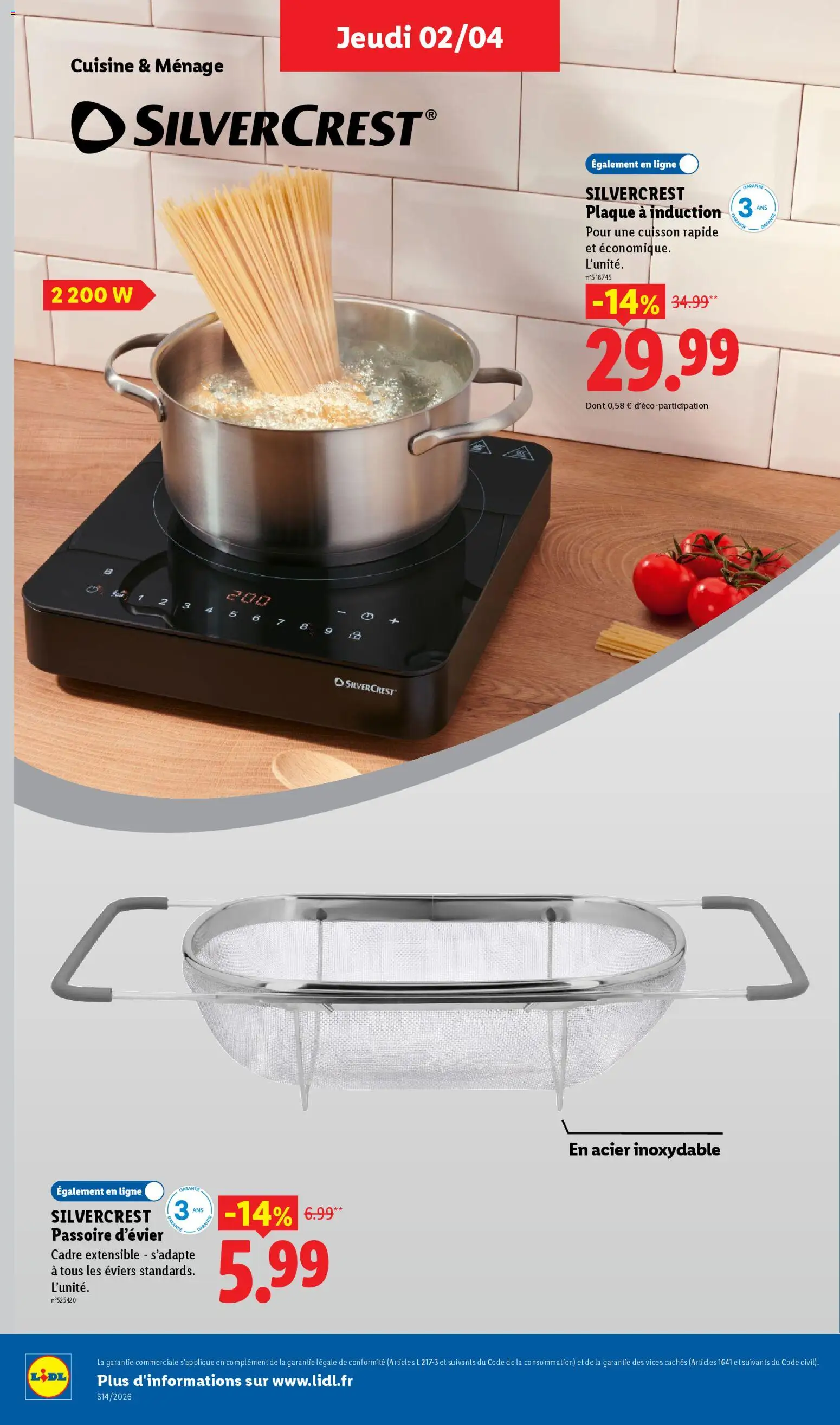 {H1} | Page: 18 | Produits: Plaque a induction, Passoire, Cadre