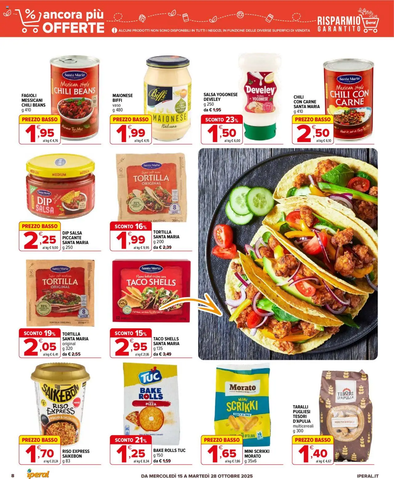 Volantino Iperal del 15.10.2025 | Pagina: 8 | Prodotti: Pizza, Pollo, Salsa, Taralli