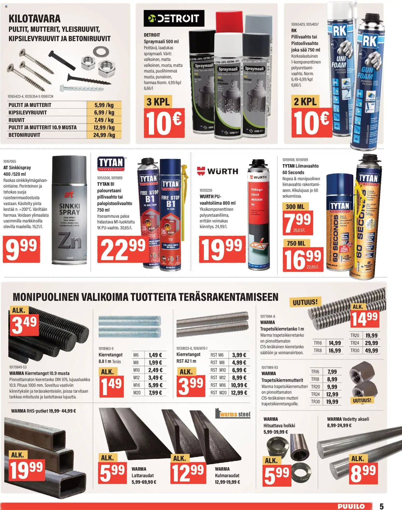 Puuilo tarjoukset – voimassa 02.03.2026 alkaen | Sivu: 5 | Tuotteet: Ruuvit, Mousse, Mutterit