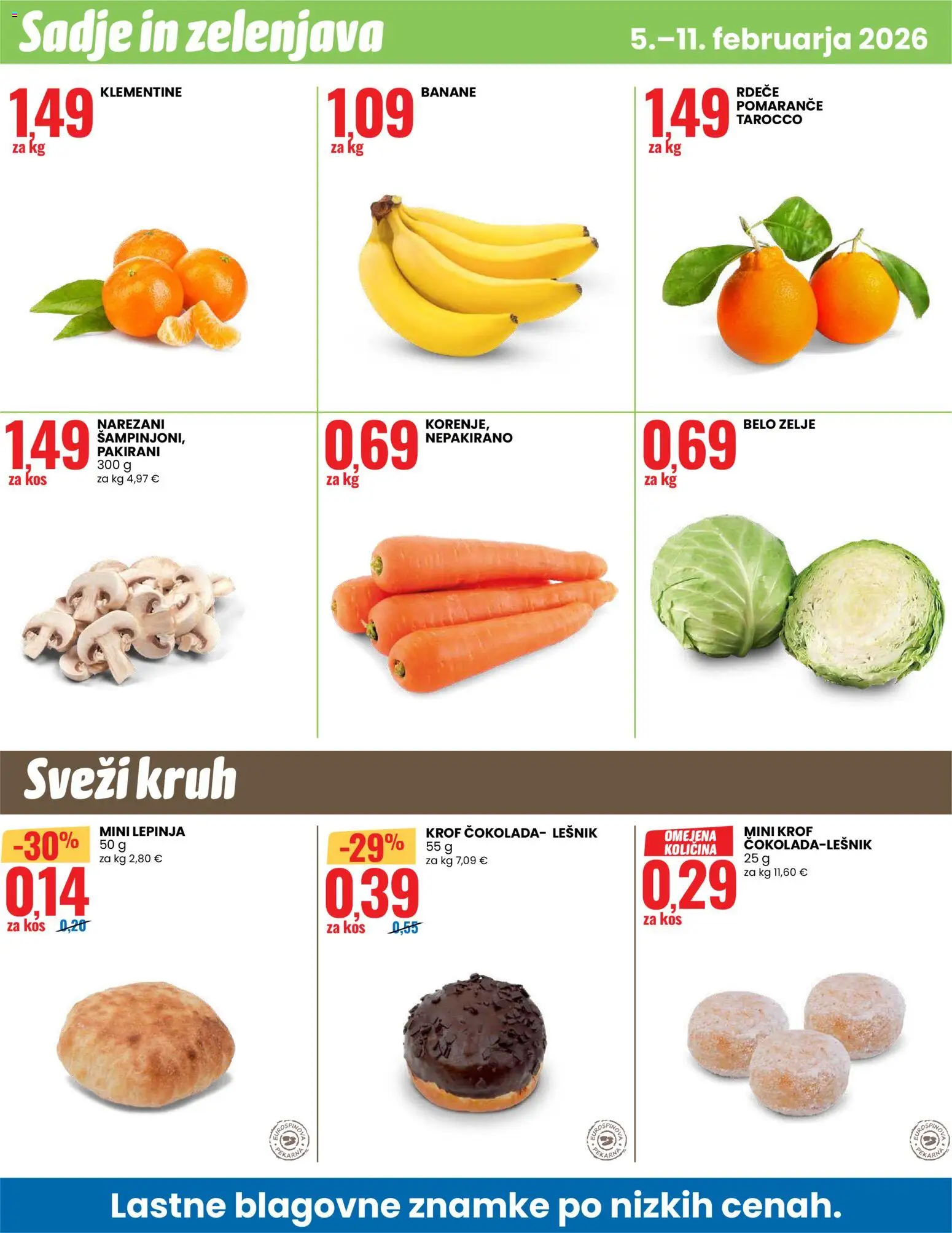 Novi Eurospin katalog ponudbe – veljaven od 05.02.2026 | Stran: 12 | Izdelki: Lepinja, Cokolada, Banane, Zelenjava