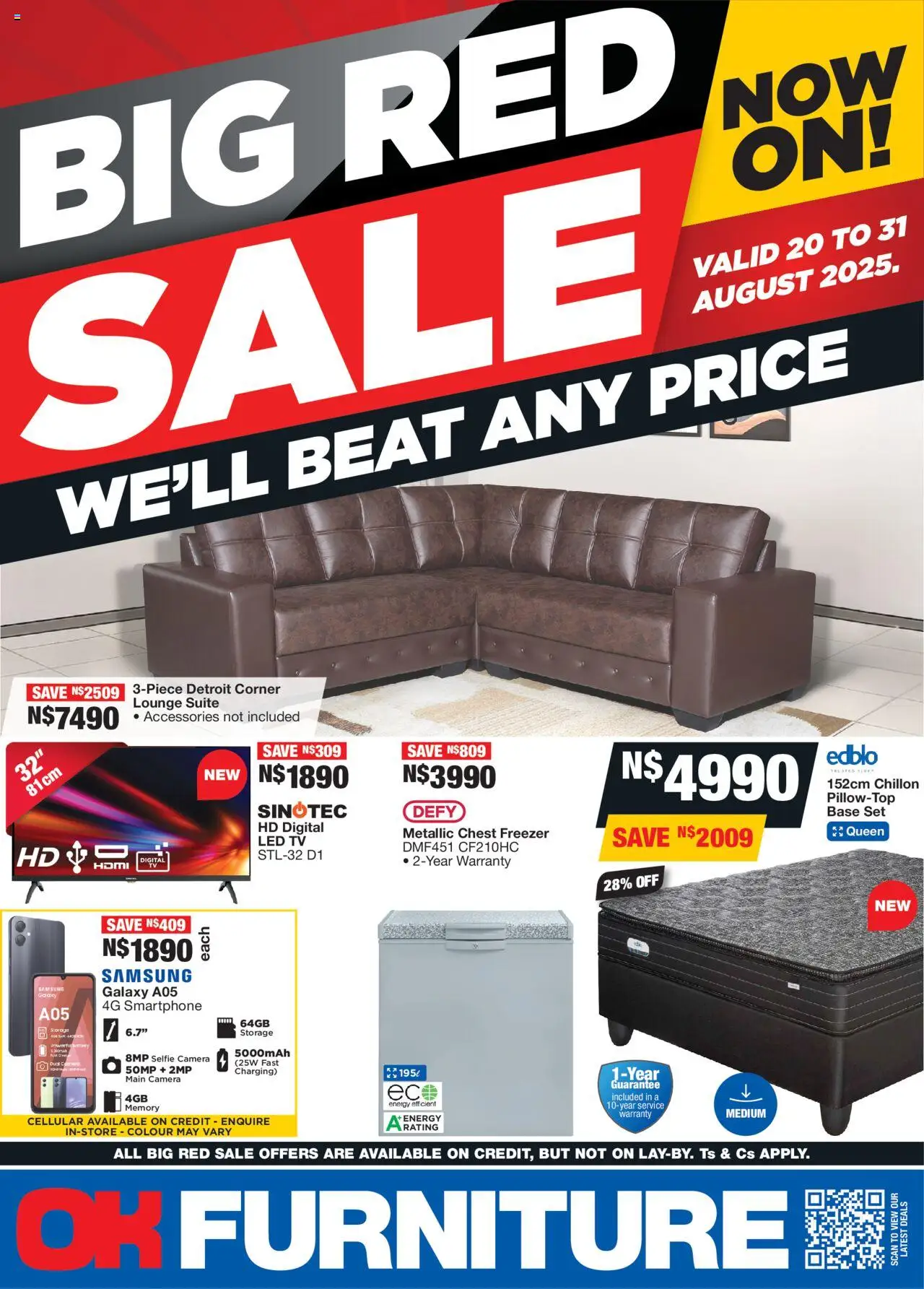 OK Furniture - Namibia  Specials │ valid from 20.08.2025 | Page: 1 | Products: Smartphone, Freezer, TV, Lounge suite