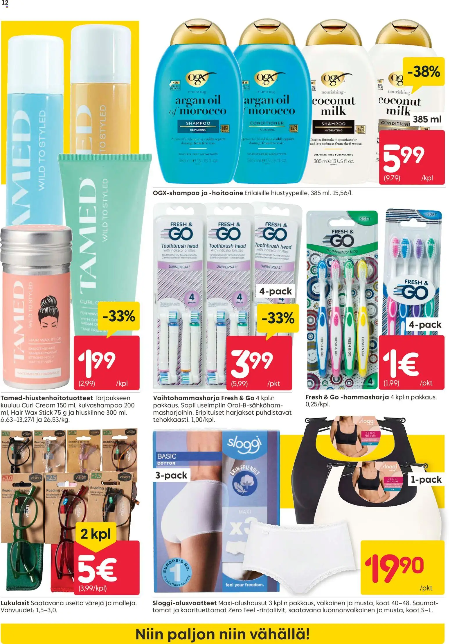 Rusta tarjoukset – voimassa 09.03.2026 alkaen | Sivu: 12 | Tuotteet: Shampoo, Hoitoaine, Hammasharja, Kuivashampoo