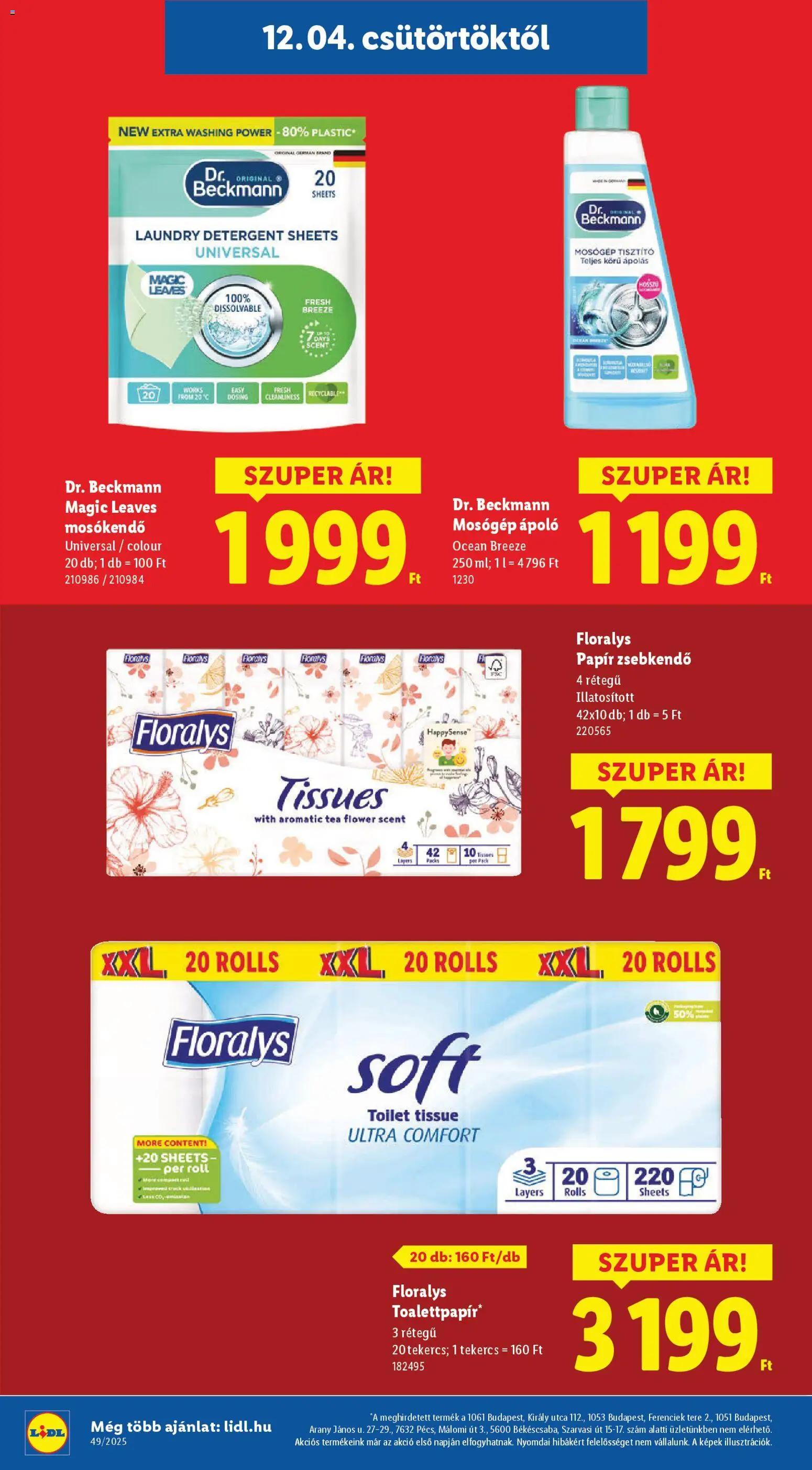 Lidl akciós ujság - amely érvényes a következő dátumtól: 04.12.2025 | Oldal: 20 | Termékek: Mosógép, Tea