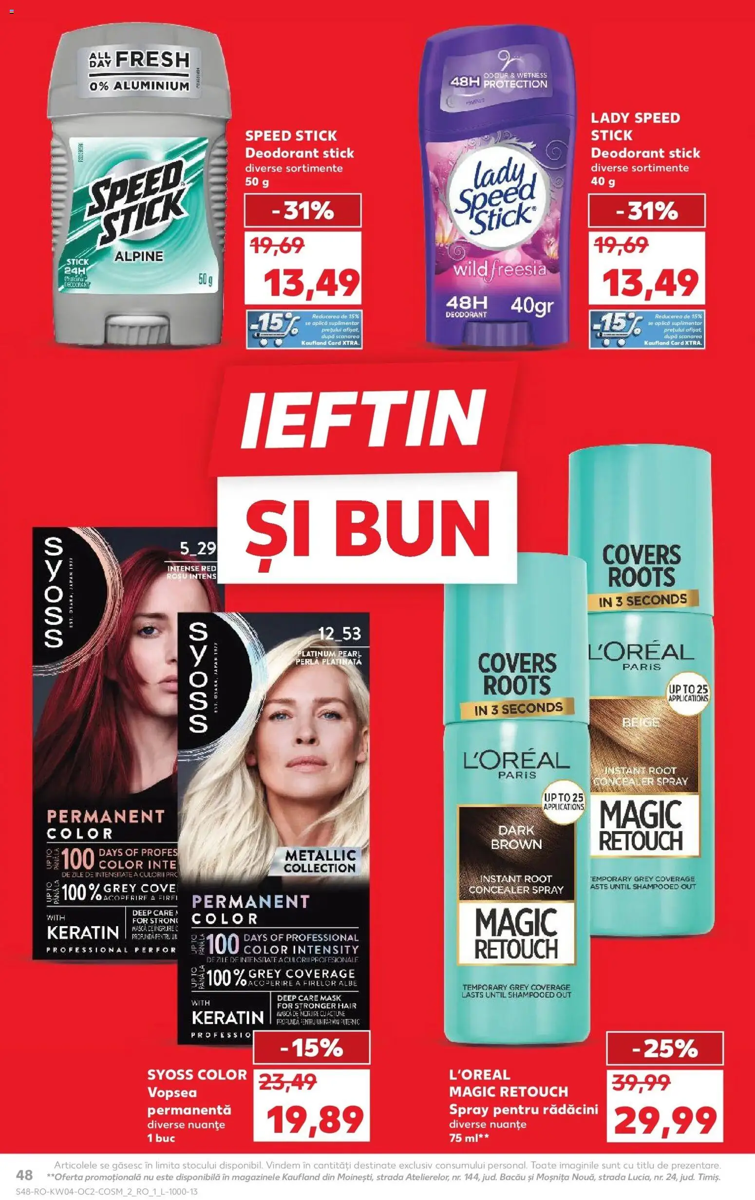 Noul catalog Kaufland – valabil de la 21.01.2026 | Pagină: 48 | Produse: Vopsea, Concealer, Deodorant