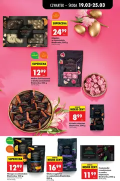 Pogląd oferty "Czekoladki z nadzieniem o smaku miętowym Biedronka, 200 g, Czekoladki z nadzieniem o smaku miętowym" - ważna od 19.03.2026 | Strona: 49 | Produkty: Mango, Malina, Czekoladki, Krowka
