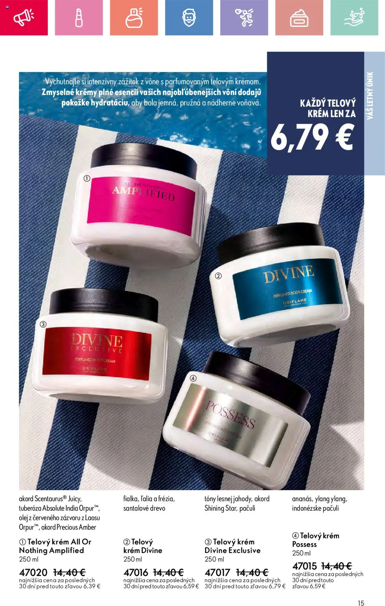 Katalóg Oriflame 9 2025 │ platný od 15.06.2025 | Strana: 15 | Produkty: Olej, Telový krém, Krém