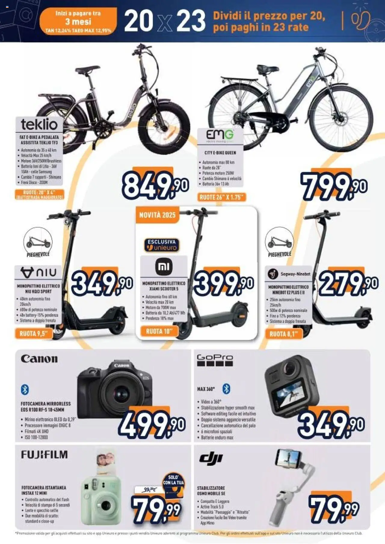 Volantino Unieuro del 30.05.2025 | Pagina: 25 | Prodotti: Monopattino, Video, Fotocamera, Specchio