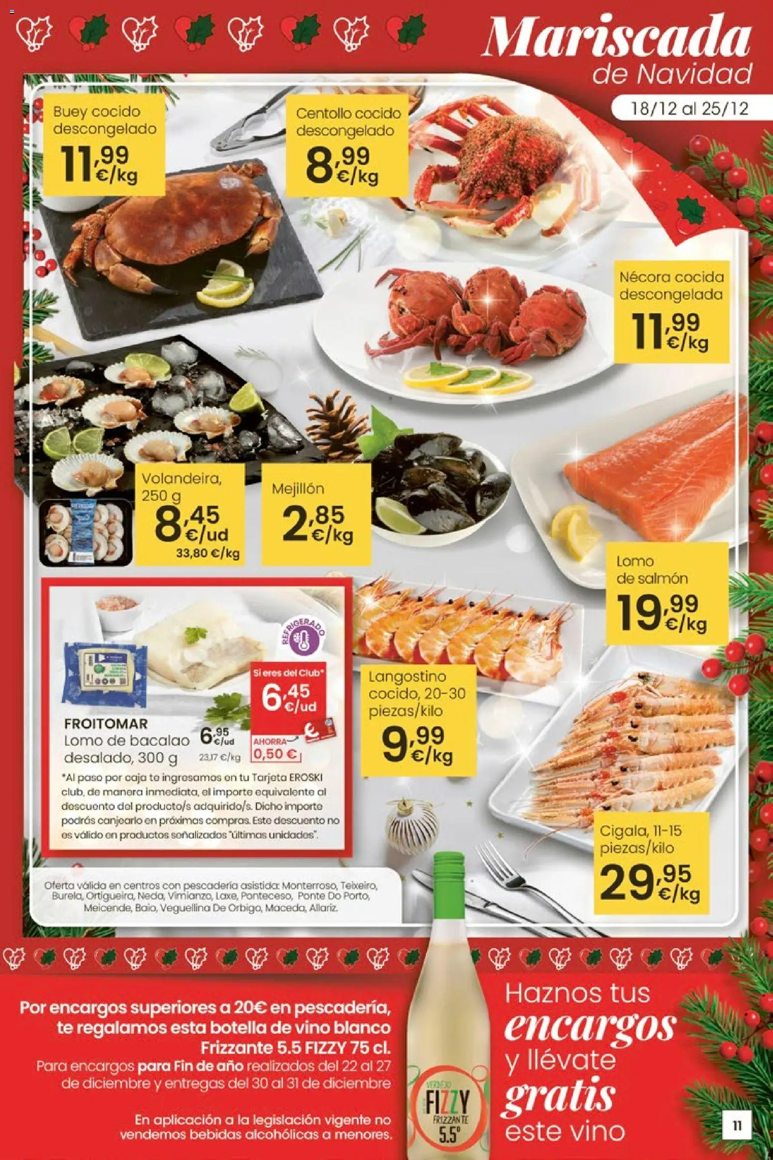 Eroski - Navidad  │ válido desde el 18.12.2025 | Página: 11 | Productos: Vino, Té, Caja, Langostino