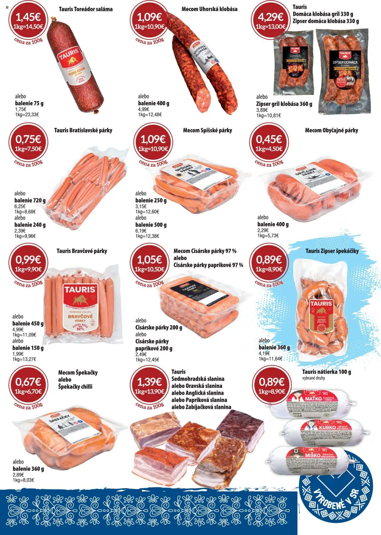 CBA Komfos leták │ platný od 03.07.2025 | Strana: 3 | Produkty: Gril, Slanina, Klobása, Párky
