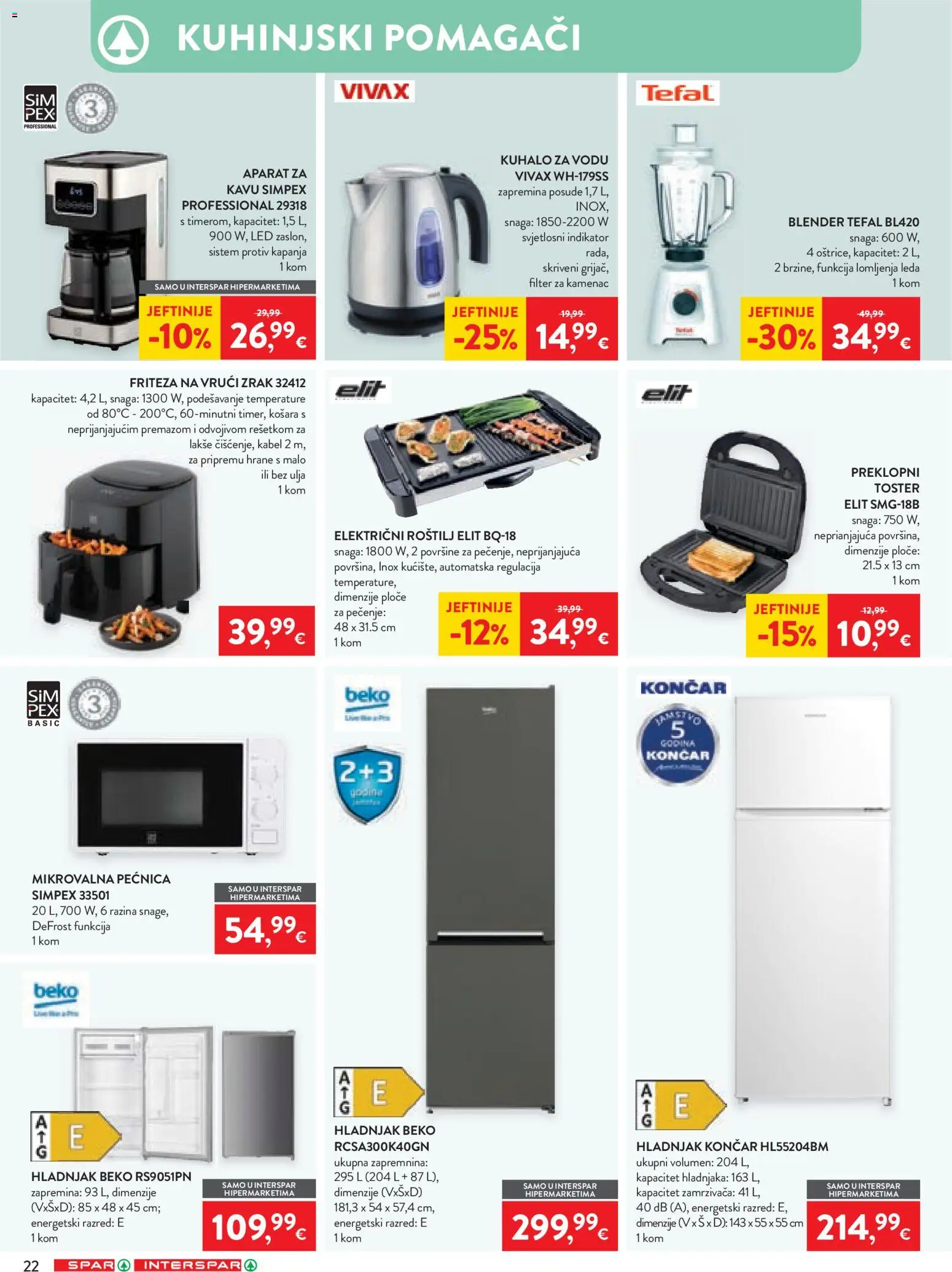 Spar katalog | vrijedi od 08.04.2026 | Stranica: 26 | Proizvodi: Toster, Košara, Blender, Hladnjak