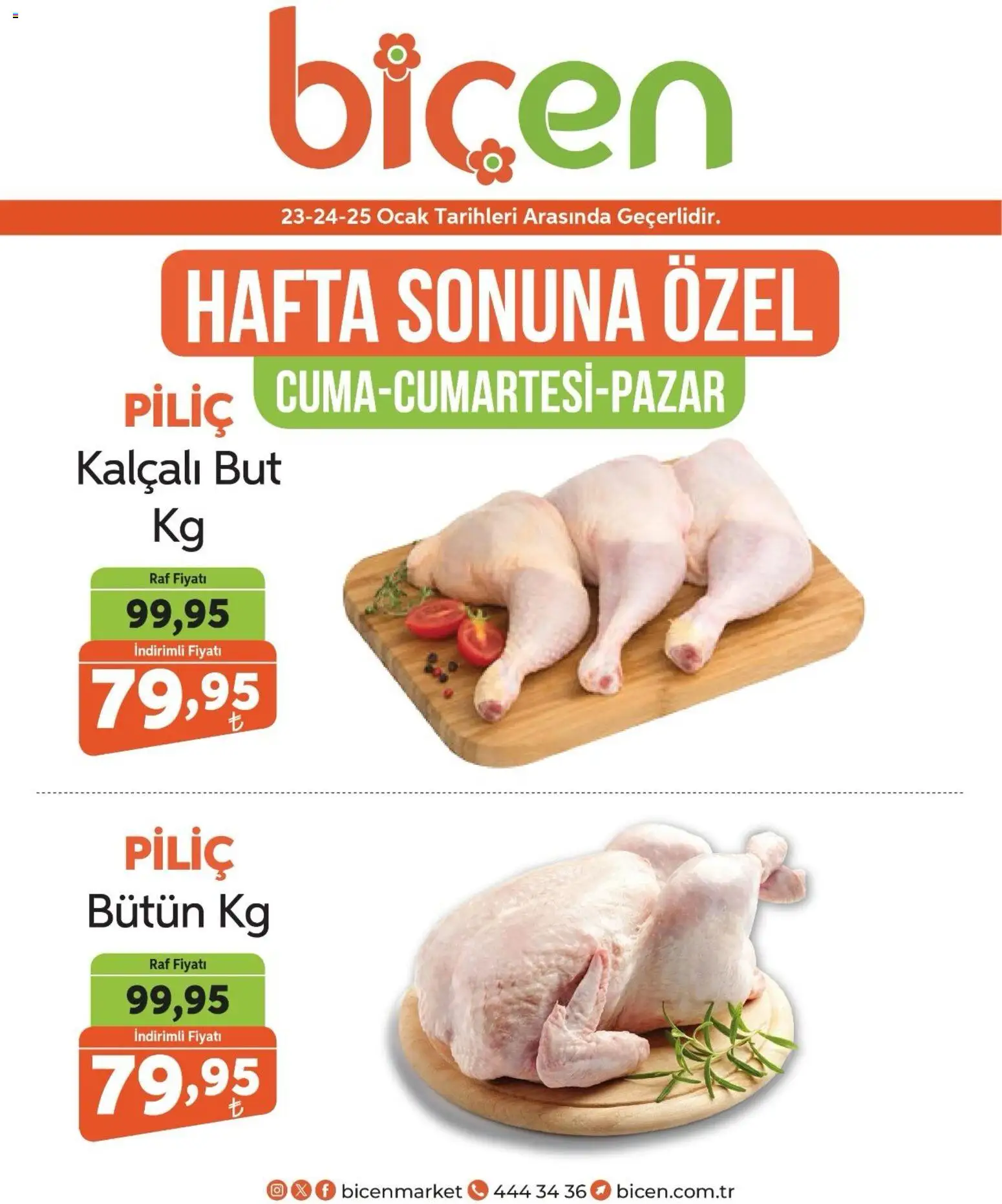 Biçen Market Hafta Sonuna Özel - Piliç Ürünleri  - 23.01.2026 tarihinden itibaren geçerlidir | Sayfa: 3 | Ürünler: Raf, Piliç, Ocak