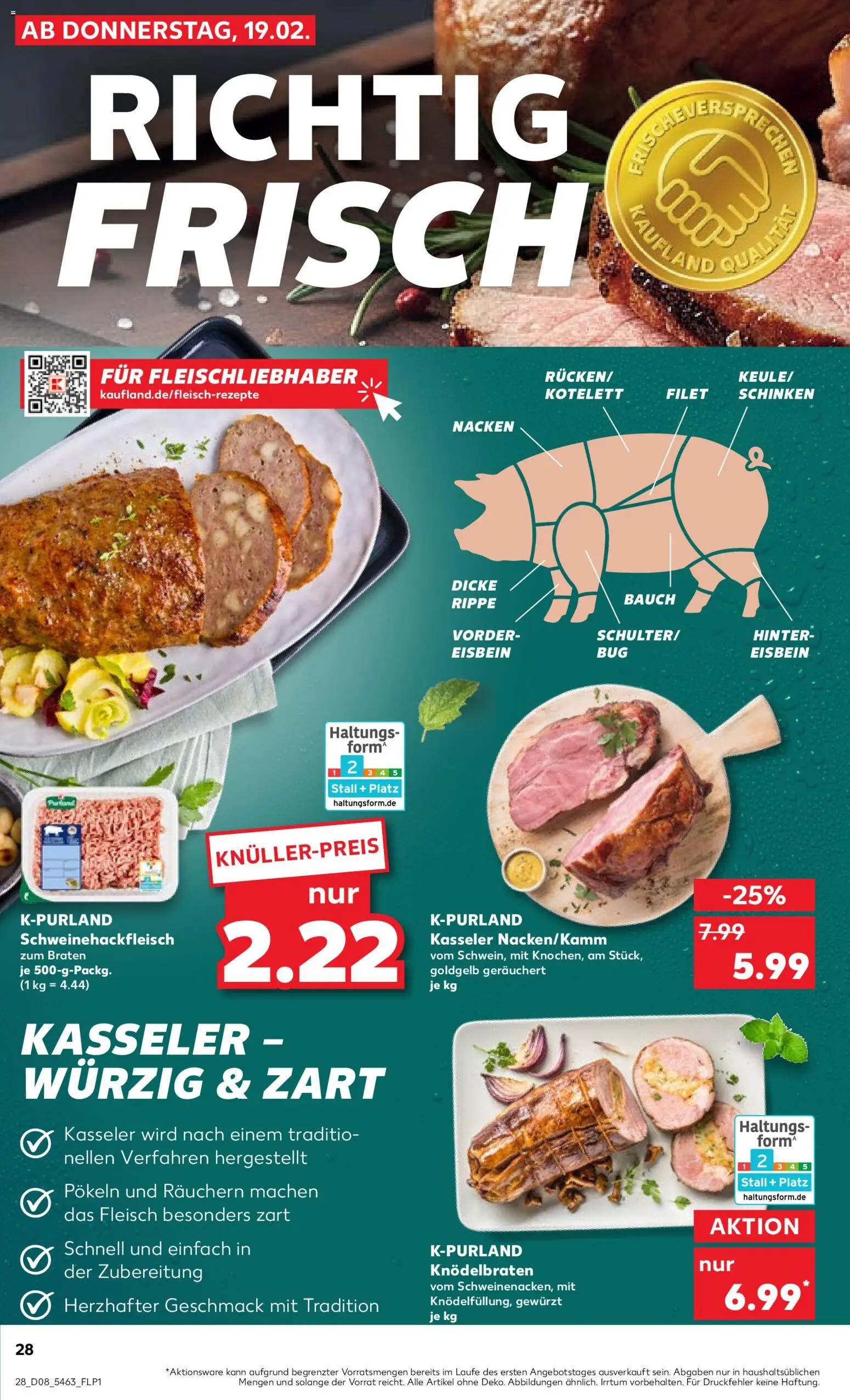 Kaufland prospekt Kiel	 – gültig ab 22.02.2026 | Seite: 28 | Produkte: Schinken, Fleisch