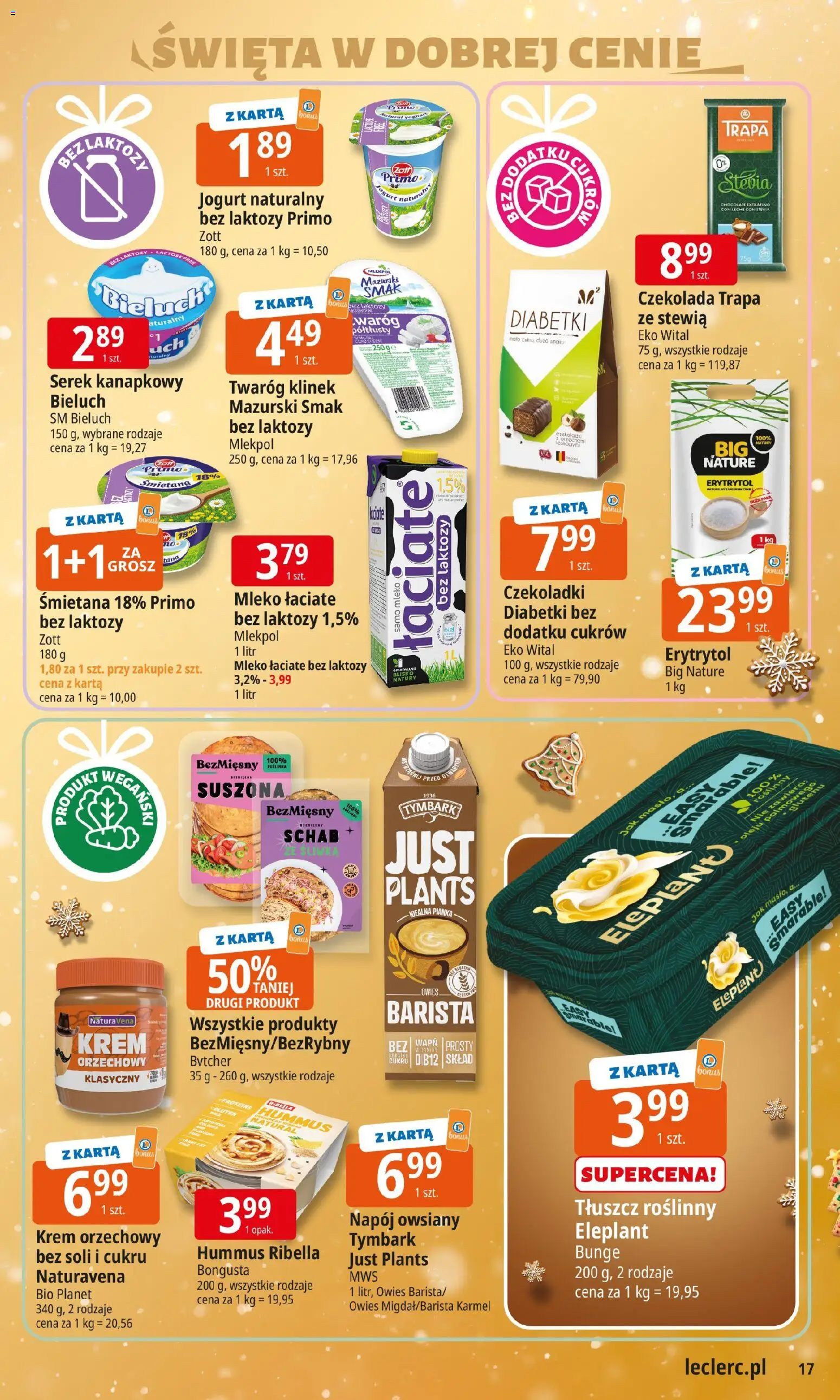 E.Leclerc Gazetka - Wrocław od 09.12.2025 | Strona: 17 | Produkty: Serek kanapkowy, Jogurt naturalny, Śmietana, Twaróg