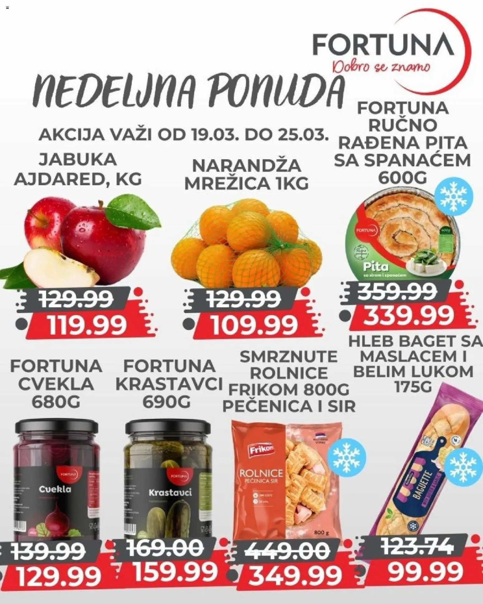 Fortuna Market katalog - važi od 19.03.2026 | Strana: 5 | Proizvode: Krastavci, Baget, Sir, Pečenica