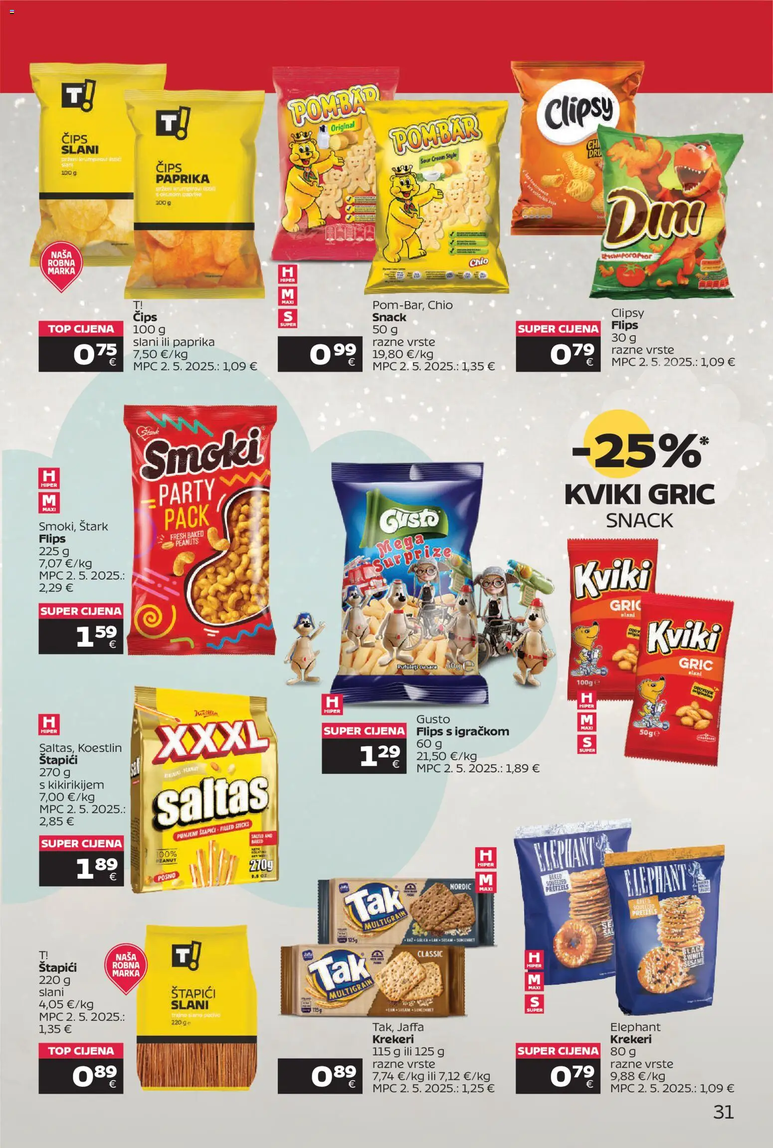 Tommy katalog | vrijedi od 24.11.2025 | Stranica: 31 | Proizvodi: Flips, Paprika, Čips, Krekeri