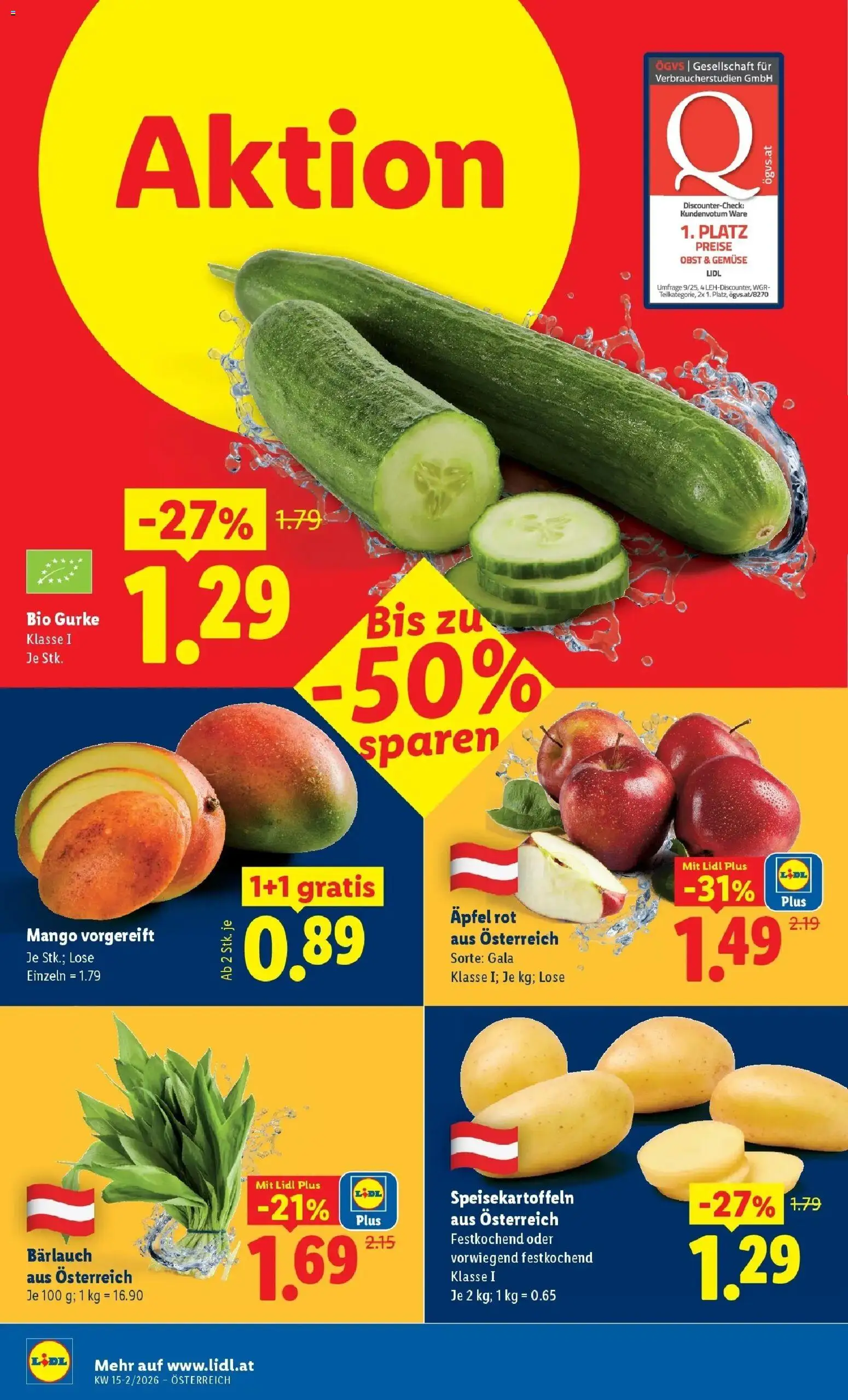 Lidl Flugblatt - Wien, Langenzersdorf, Zwettl gültig ab 08.04.2026 | Seite: 4 | Produkte: Gemüse, Obst, Mango, Äpfel