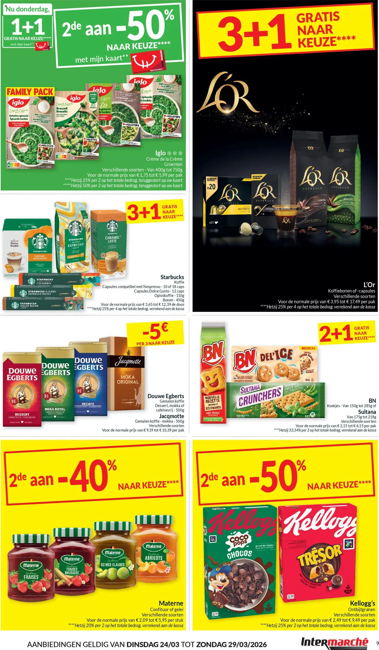 {H1} | Pagina: 9 | Producten: Oploskoffie, Groenten, Spinazie, Broccoli