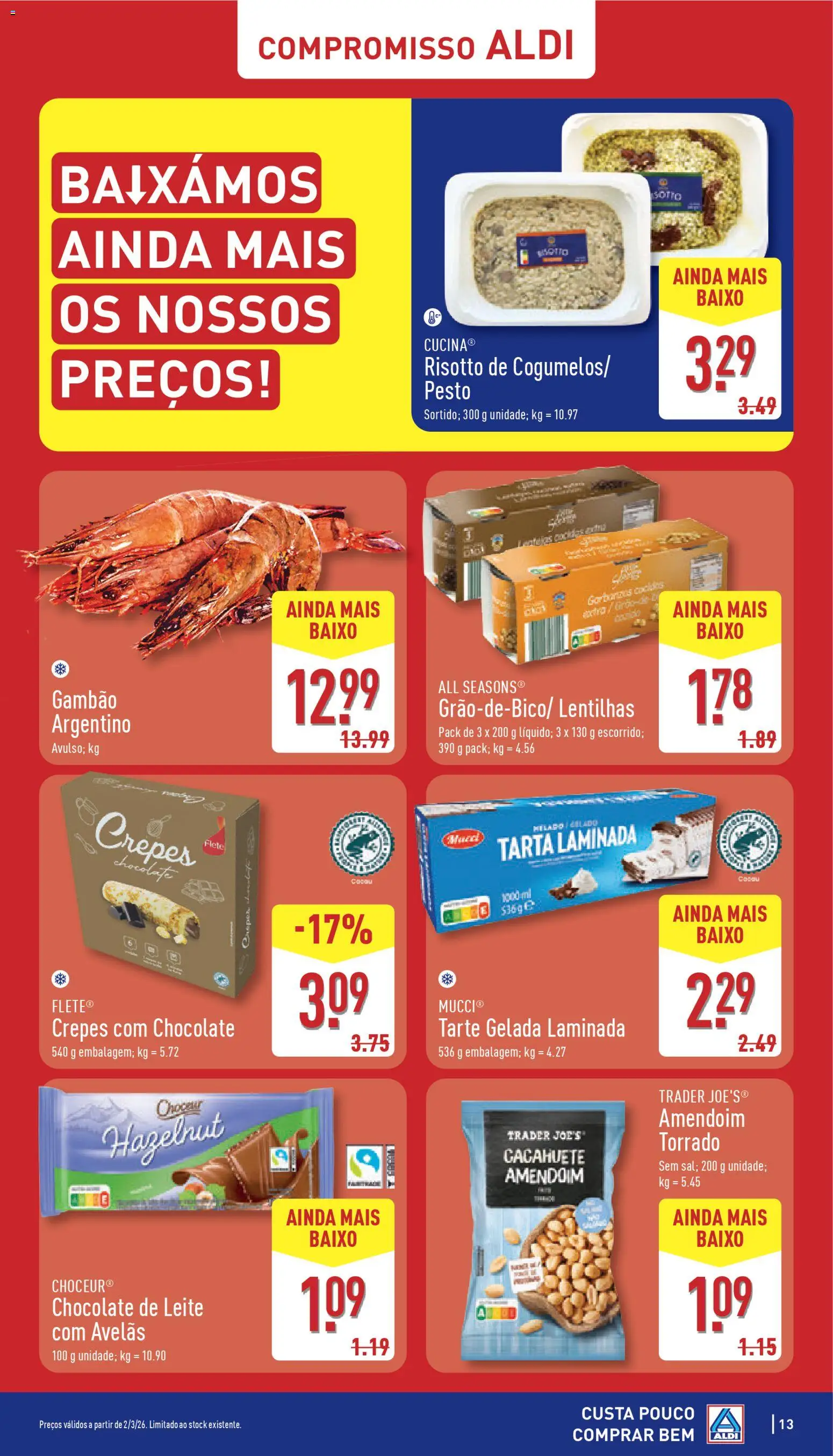 Aldi folheto │ válido de 02.03.2026 | Página: 13 | Produtos: Avelãs, Leite, Chocolate, Tarte