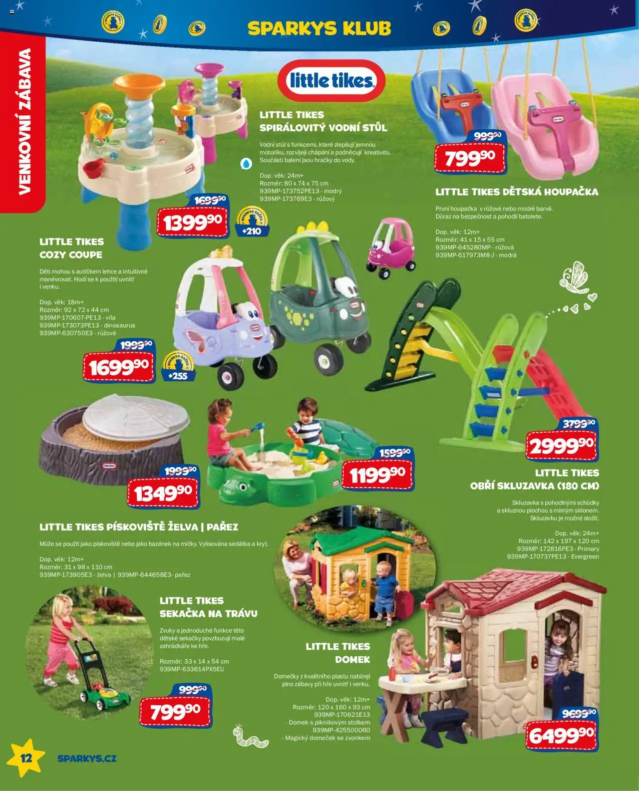 Sparkys katalog léto 2025 od 01.01.2025 | Strana: 12 | Produkty: Skluzavka, Pískoviště, Houpačka, Stůl