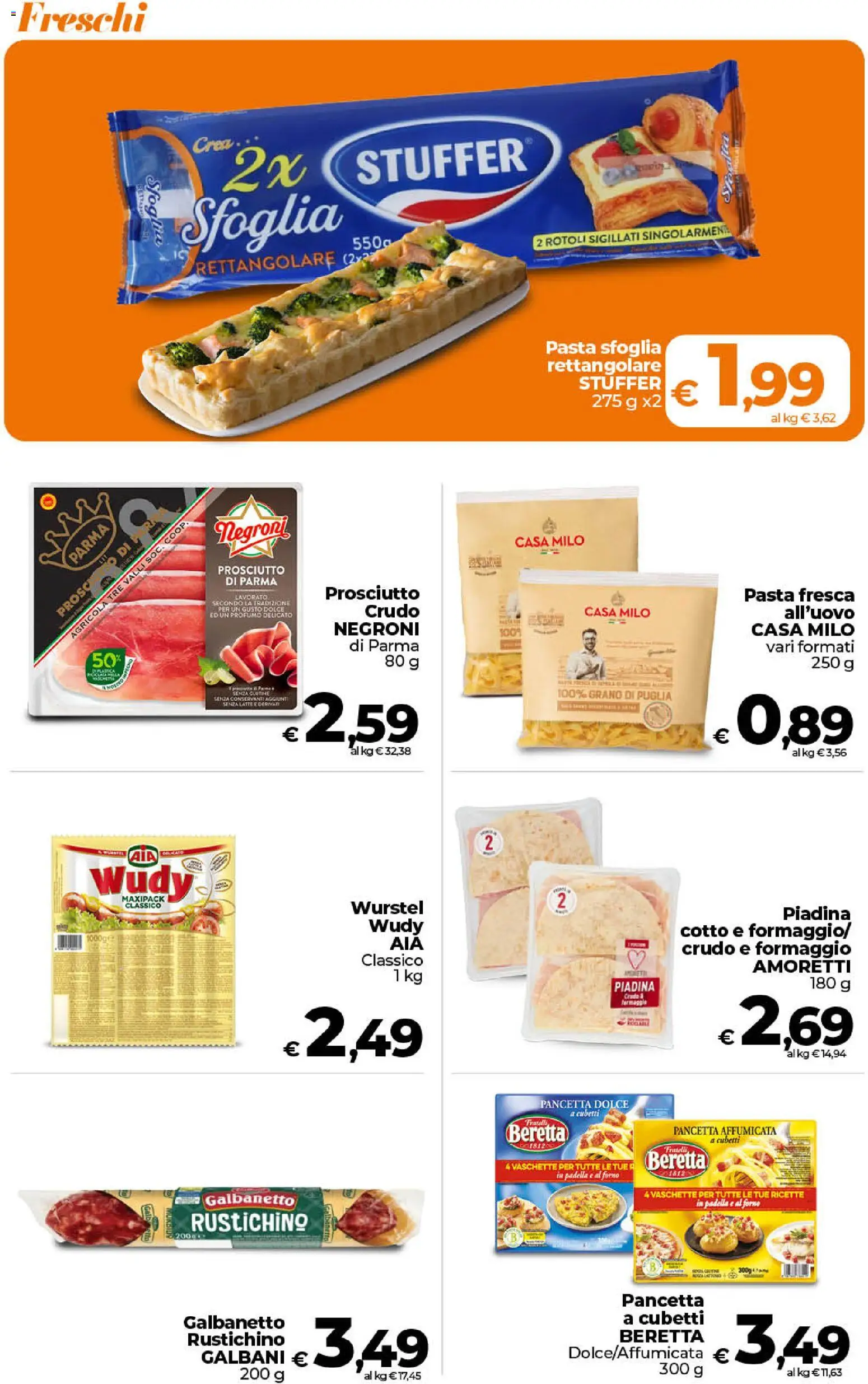 Volantino Ipercoop del 17.04.2026 | Pagina: 13 | Prodotti: Pasta sfoglia, Pancetta, Prosciutto, Vaschette