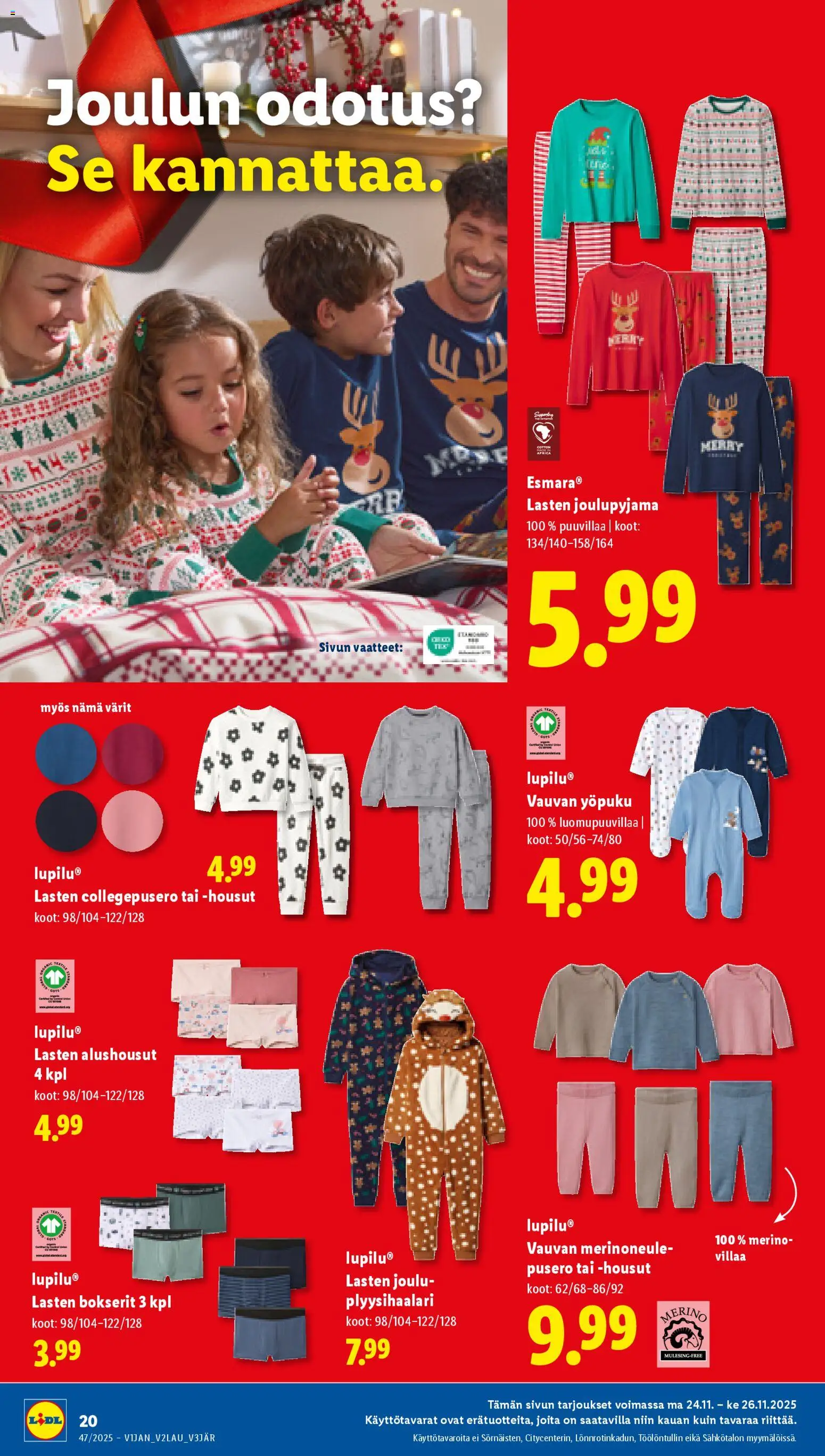 Lidl tarjoukset - Tampere – voimassa 20.11.2025 alkaen | Sivu: 22 | Tuotteet: Pusero, Housut, Alushousut, Bokserit