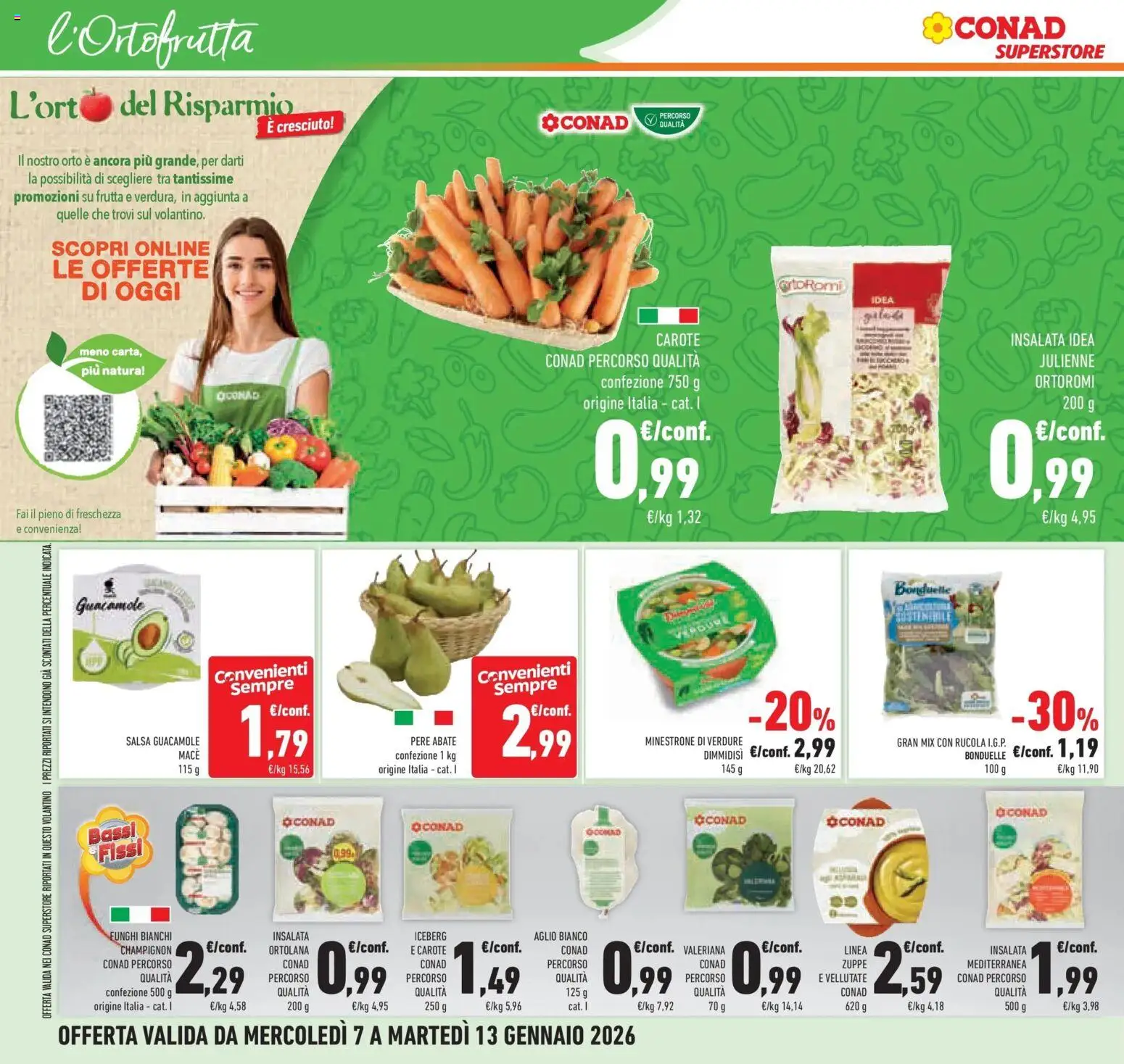 Volantino Conad del 07.01.2026 | Pagina: 18 | Prodotti: Minestrone, Frutta, Salsa, Carote