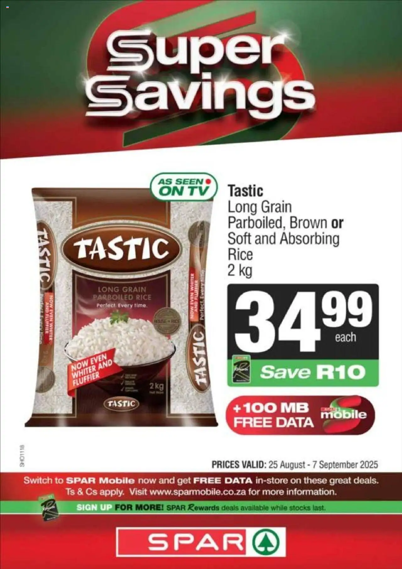 Spar - Kwazulu-Natal - Weekly Specials │ valid from 25.08.2025 | Page: 15 | Products: Data, TV, Switch, Rice