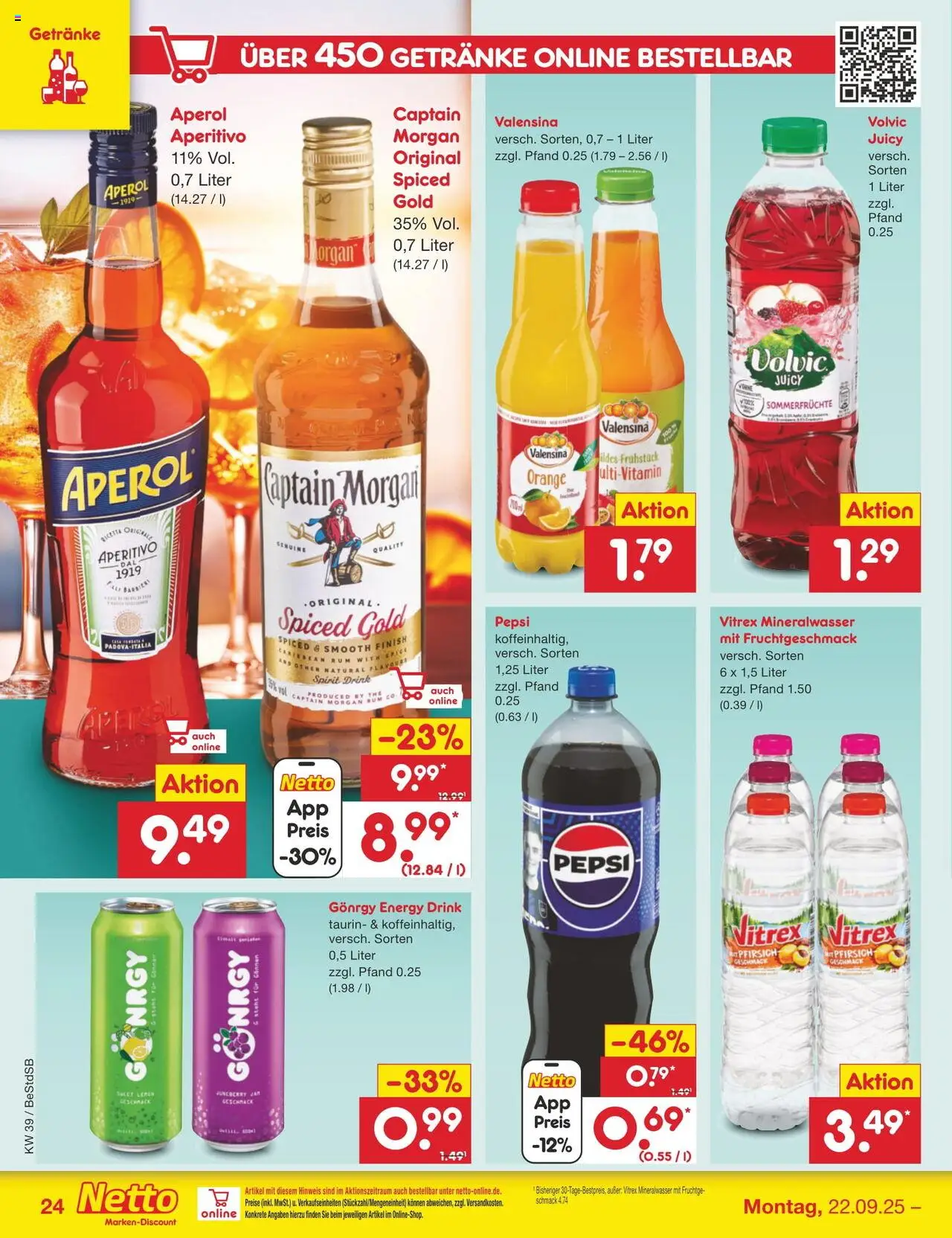 Netto Marken-Discount Prospekt 	 – gültig ab 22.09.2025 | Seite: 26 | Produkte: Valensina, Pfirsich, Captain morgan, Pepsi