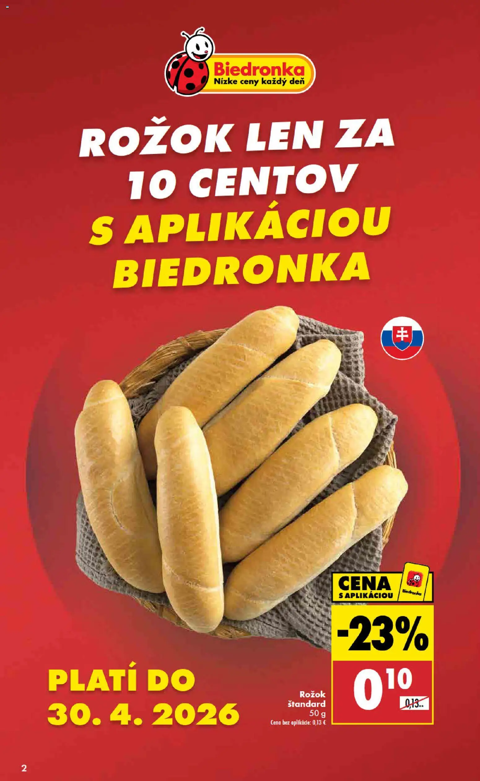 Nové Biedronka akcie – leták je platný od 26.03.2026 | Strana: 2 | Produkty: Rožok