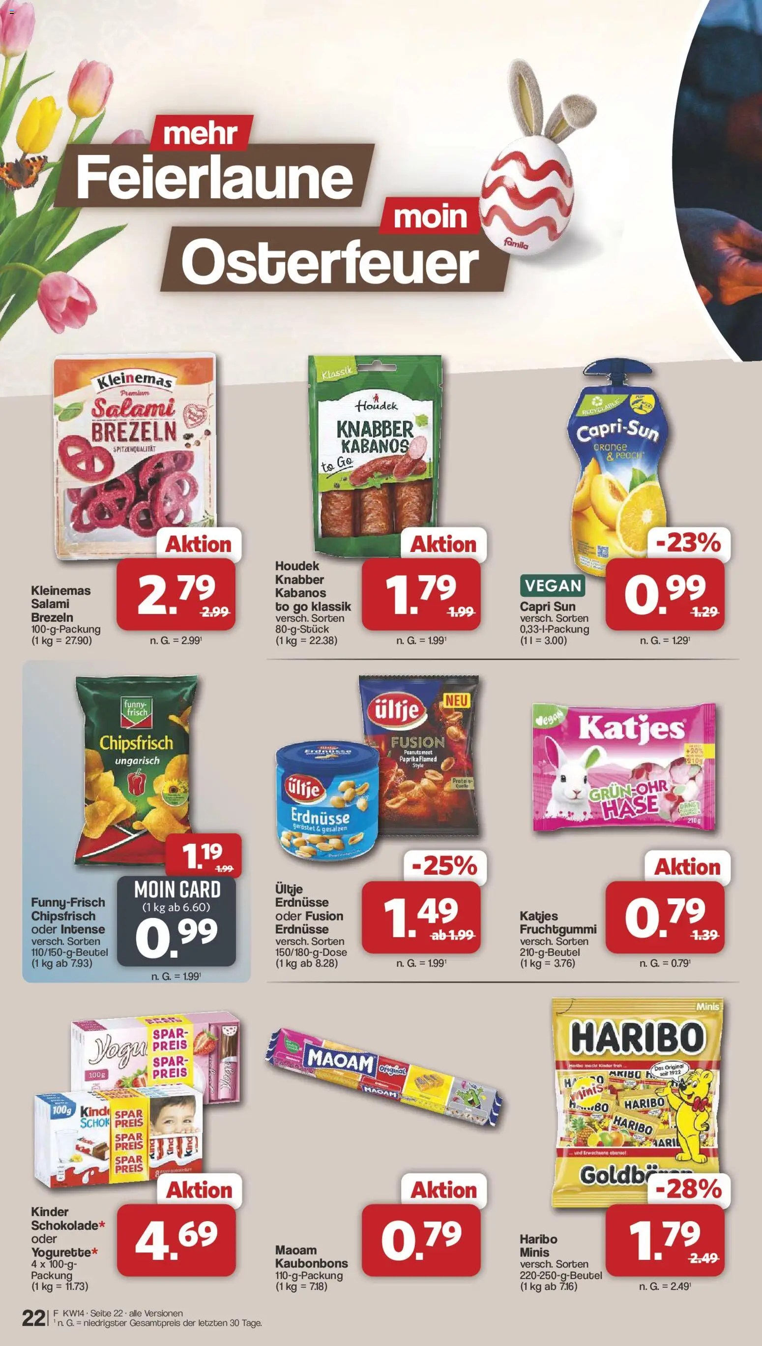 Famila Nordwest Prospekt 	 – gültig ab 30.03.2026 | Seite: 22 | Produkte: Erdnüsse, Haribo, Katjes, Salami