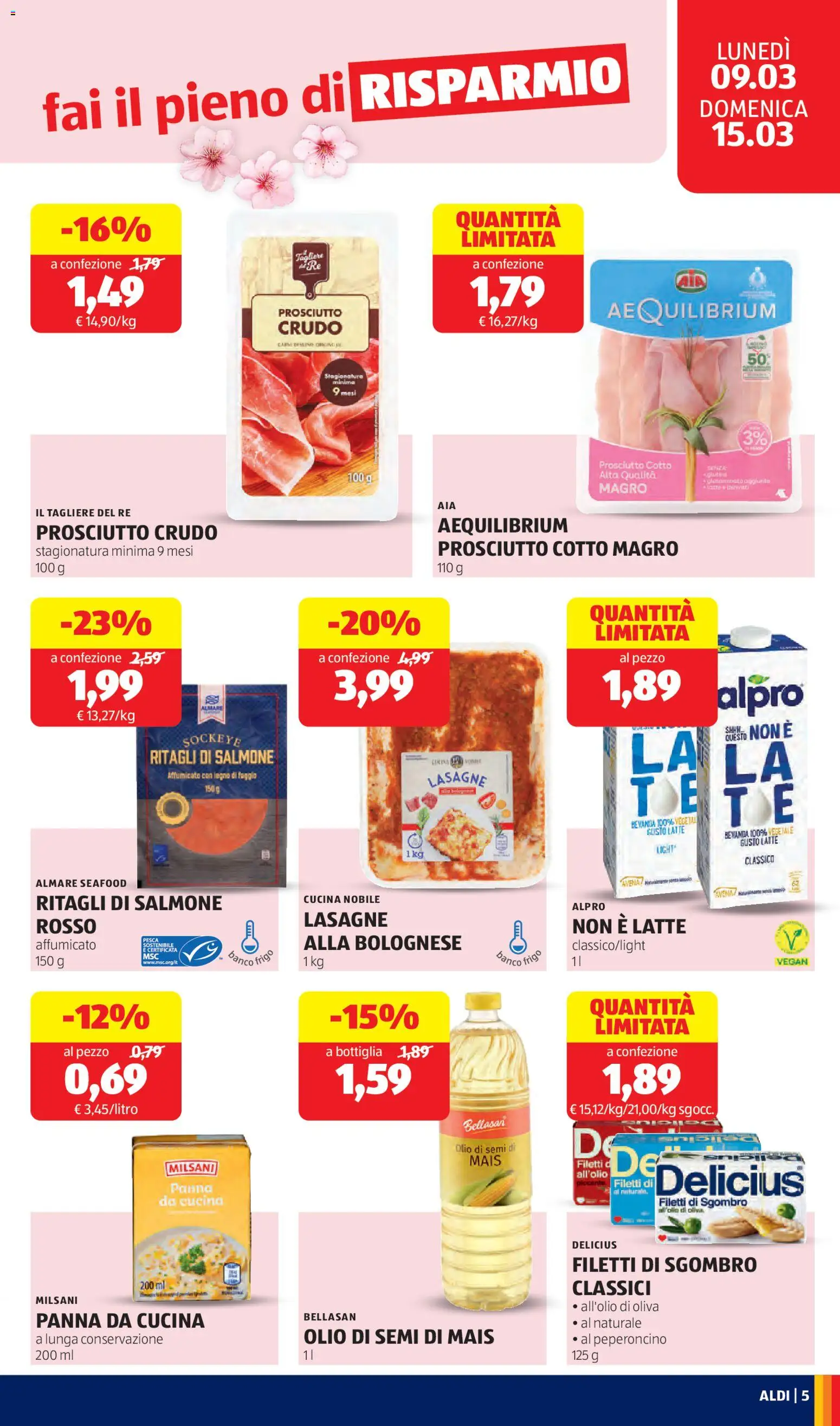 Volantino Aldi del 09.03.2026 | Pagina: 5 | Prodotti: Pesca, Peperoncino, Tagliere, Mais