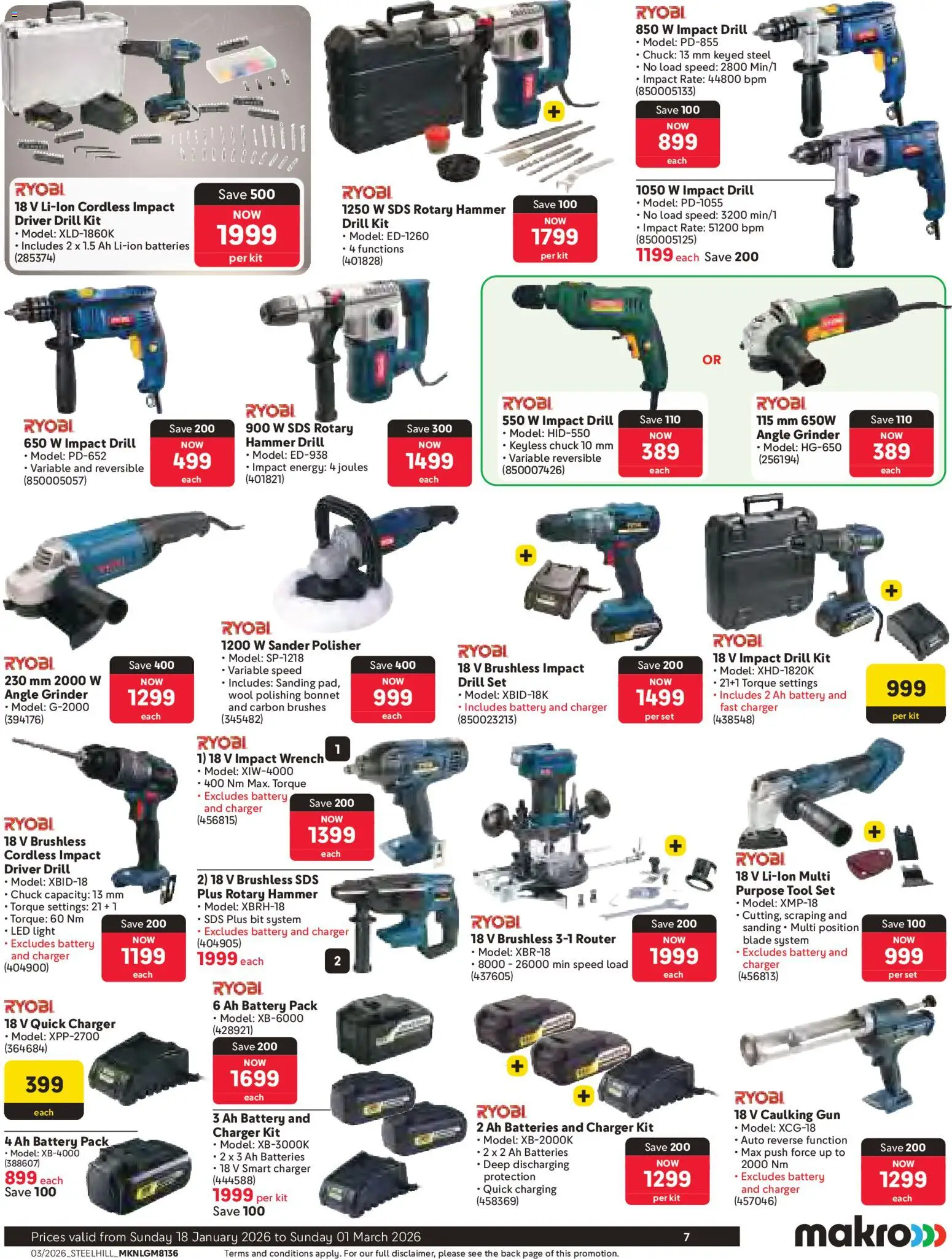 New Makro catalogue – valid from 18.01.2026 | Page: 7 | Products: Router, Rotary hammer, Wrench, Light