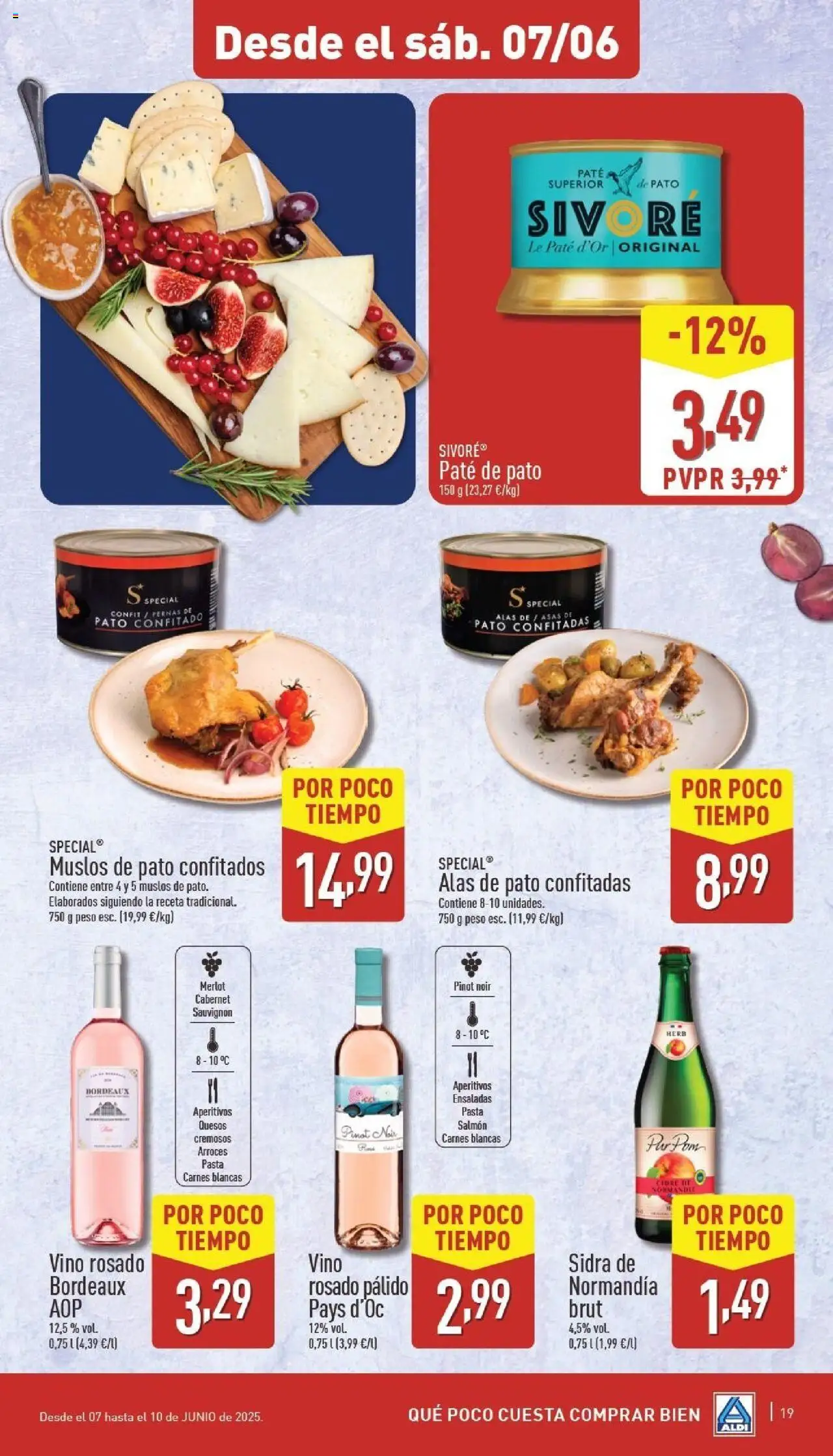 Aldi folleto Península │ válido desde el 02.06.2025 | Página: 19 | Productos: Vino rosado, Vino, Paté, Peso