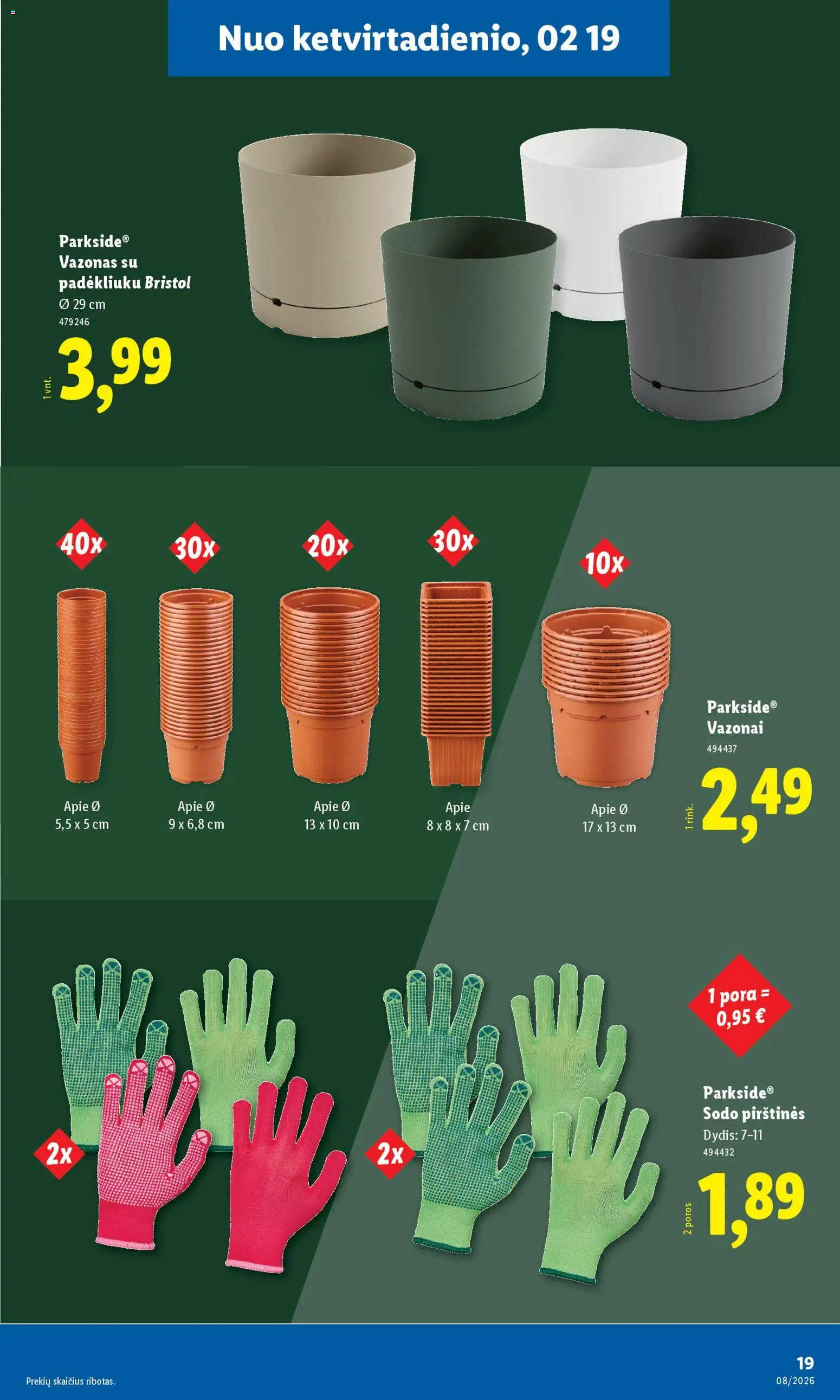 LIDL akcijos nuo 16.02.2026 | Puslapis: 19 | Prekių: Vazonas, Pirštines