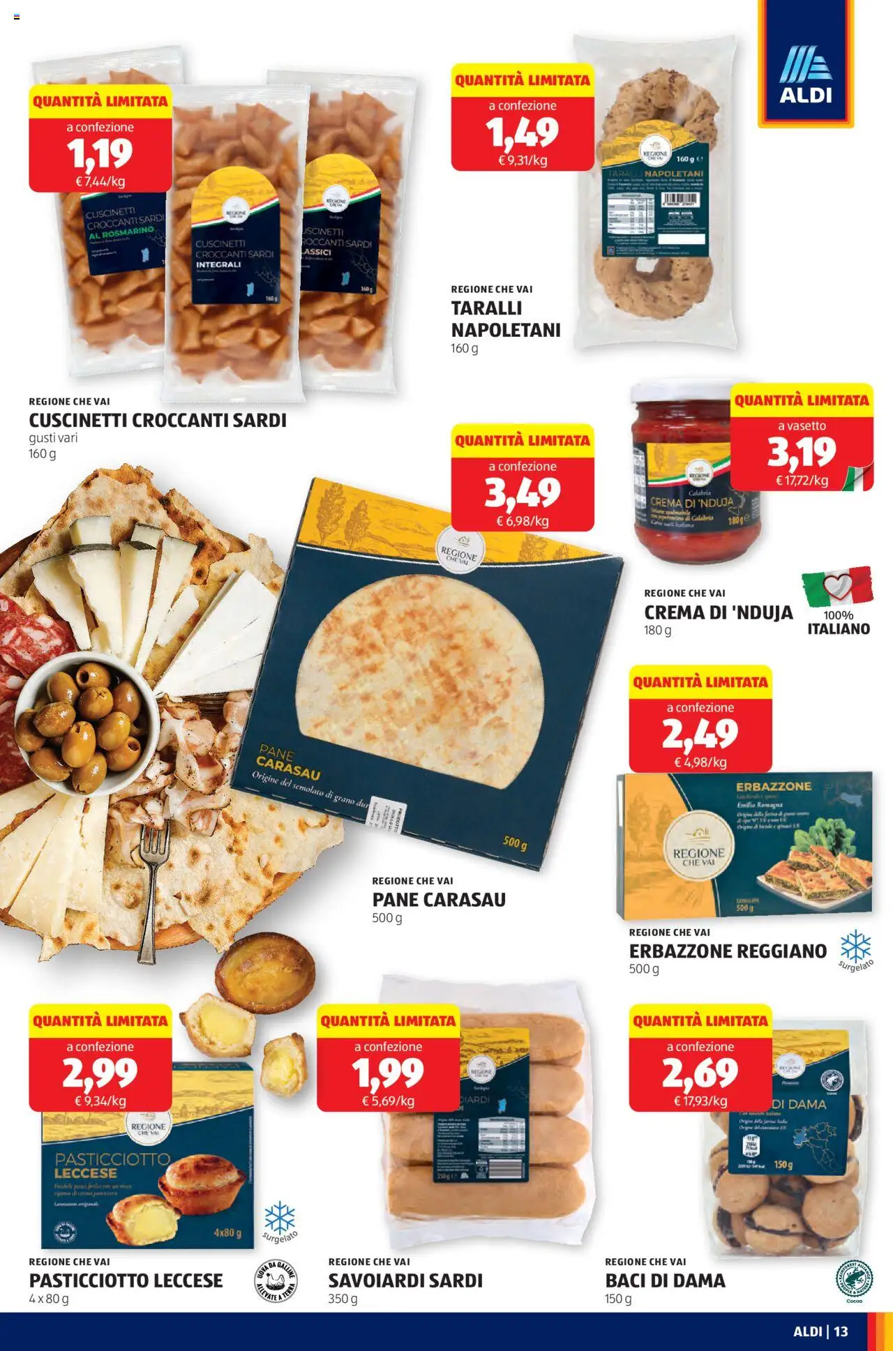 Volantino Aldi del 06.10.2025 | Pagina: 13 | Prodotti: Rosmarino, Pane, Pasta, Taralli