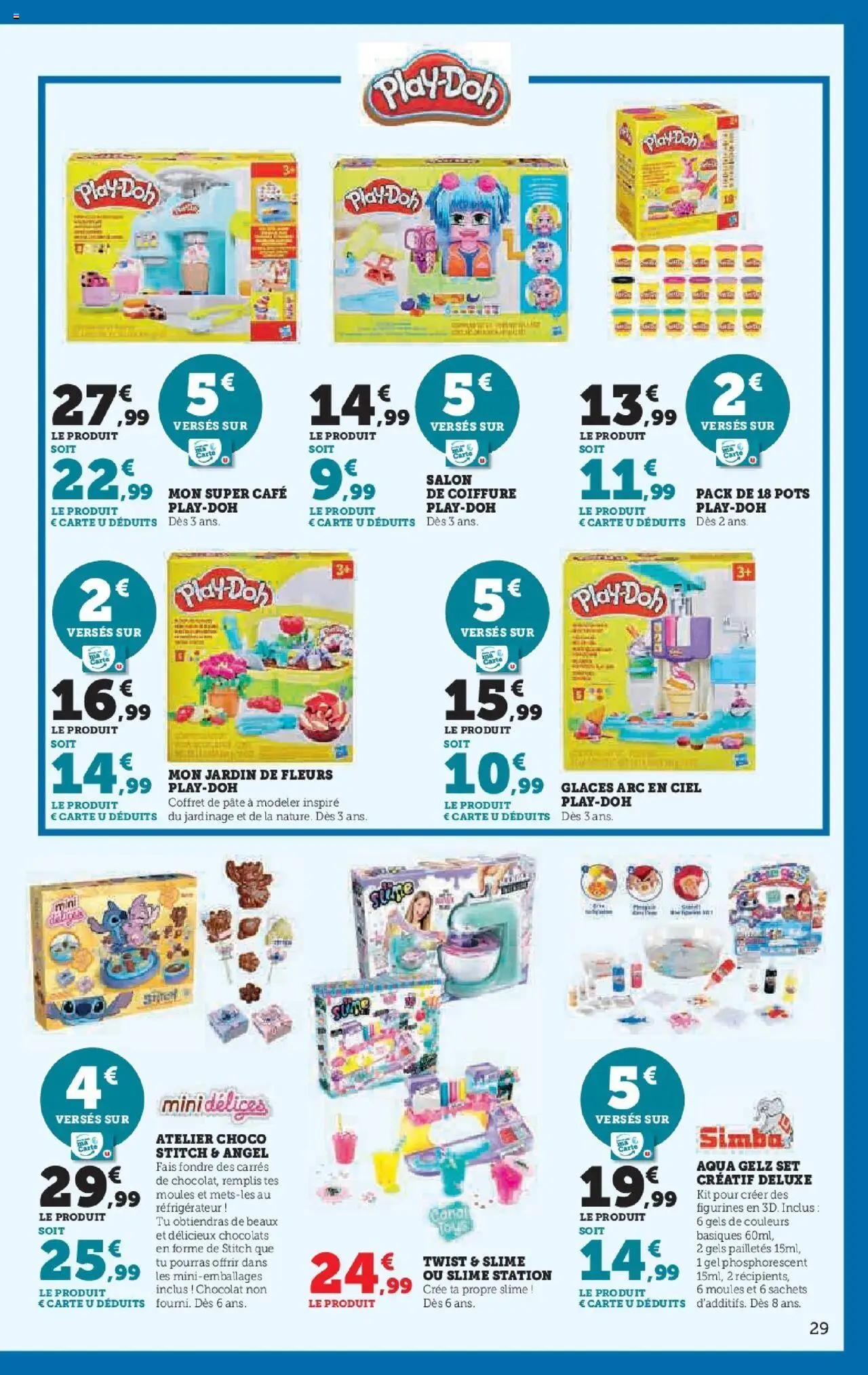 {H1} | Page: 29 | Produits: Glaces, Réfrigérateur, Chocolat, Figurines