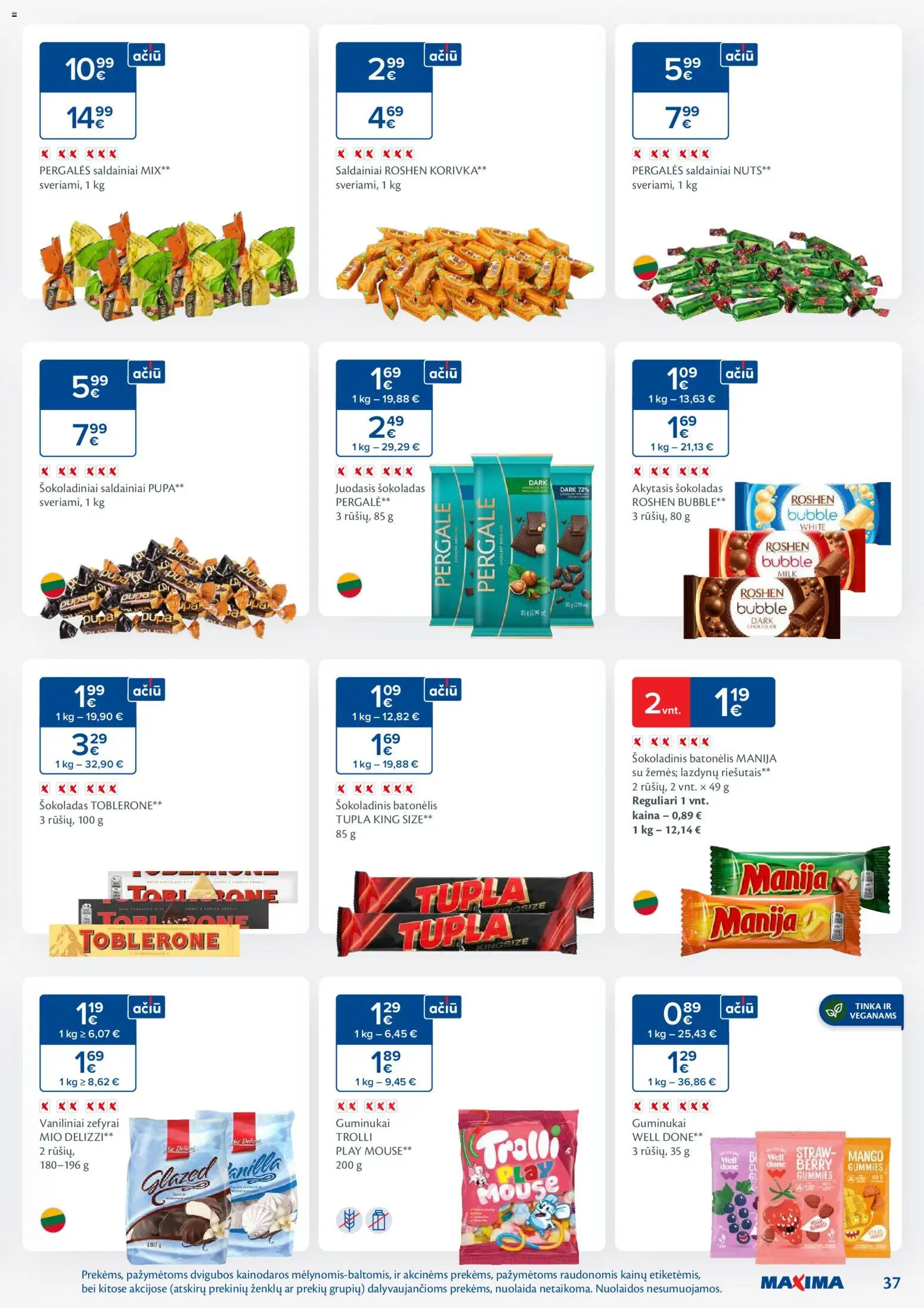 MAXIMA akcijos nuo 06.01.2026 | Puslapis: 37 | Prekių: Šokoladas, Guminukai, Šokoladinis batonėlis, Saldainiai