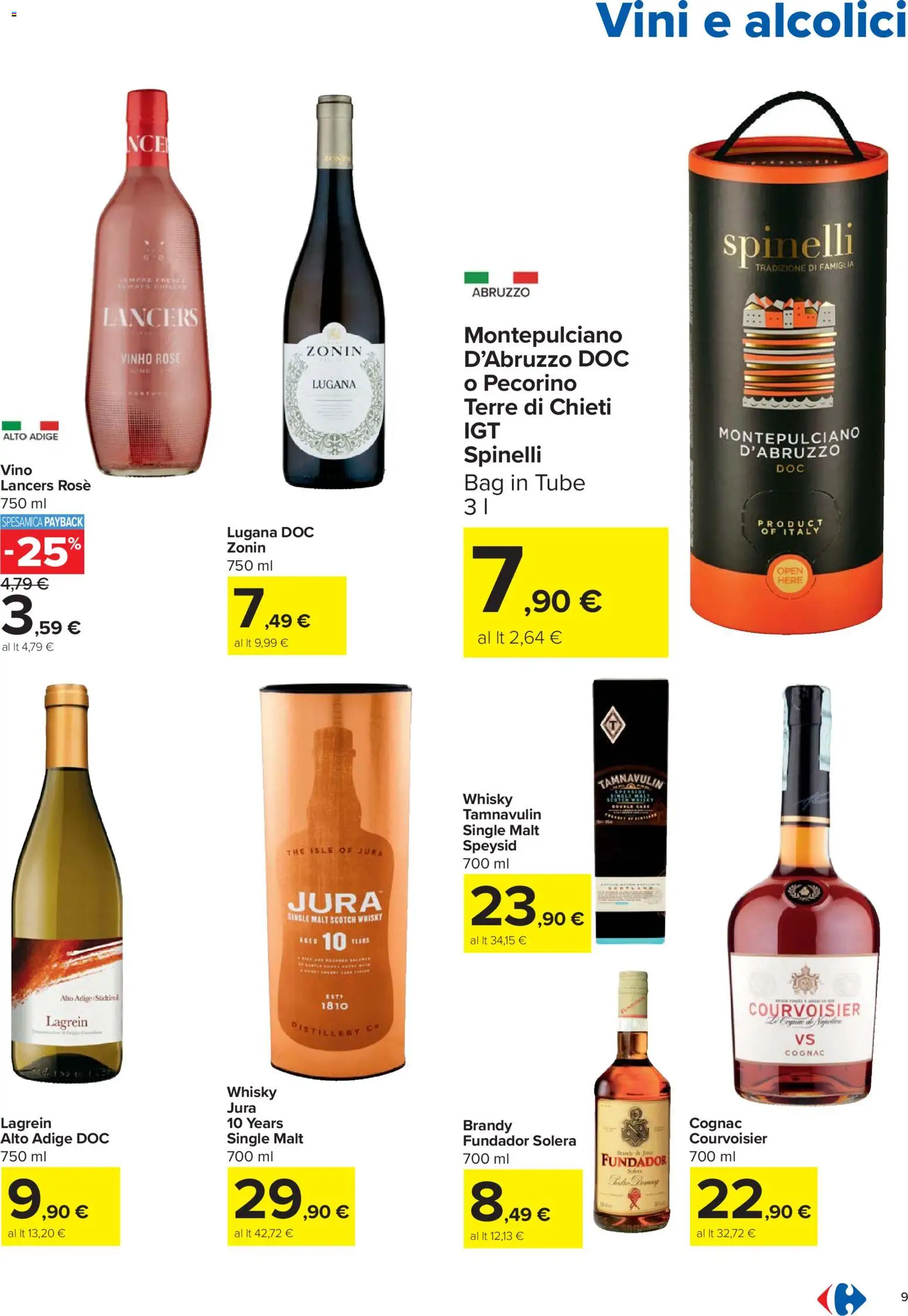 Volantino Carrefour del 30.10.2025 | Pagina: 9 | Prodotti: Whisky, The, Pecorino, Brandy