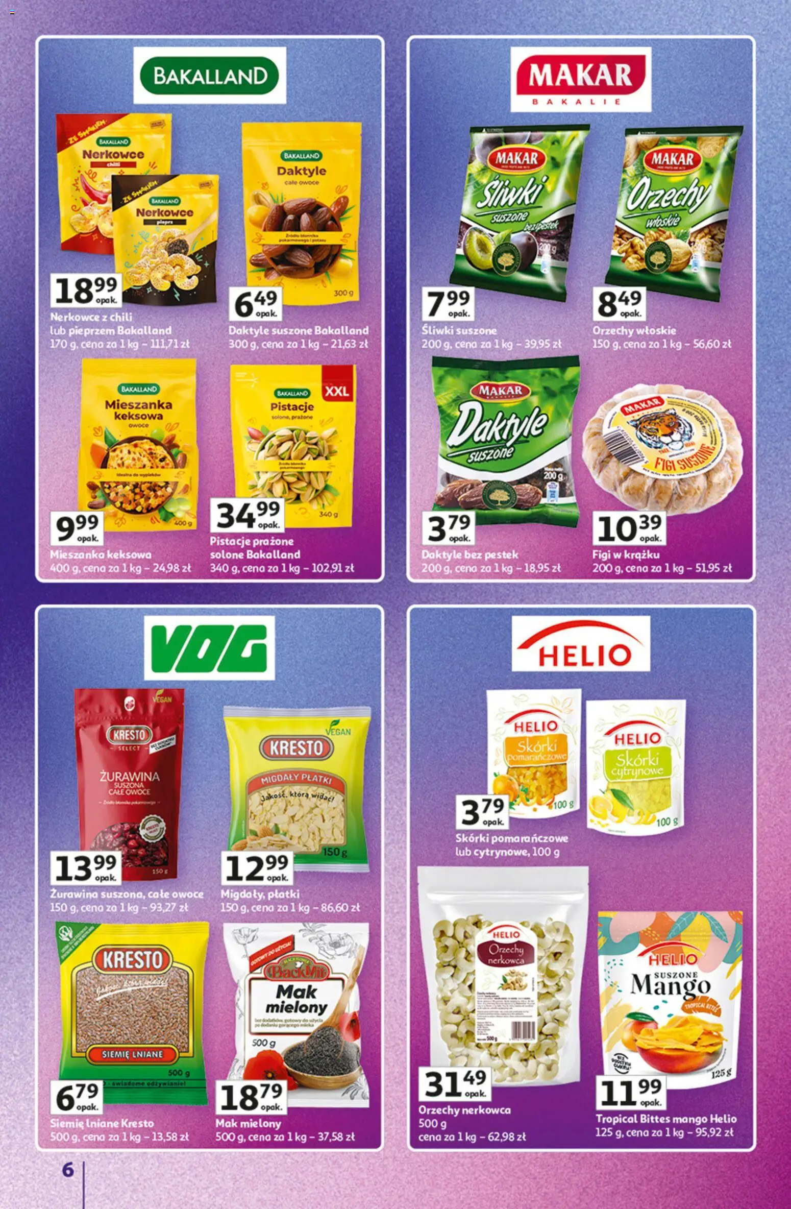 Auchan Gazetka - Znane Marki duży wybór Hipermarket od 04.12.2025 | Strona: 6 | Produkty: Mango, Śliwki suszone, Owoce, Pieprz