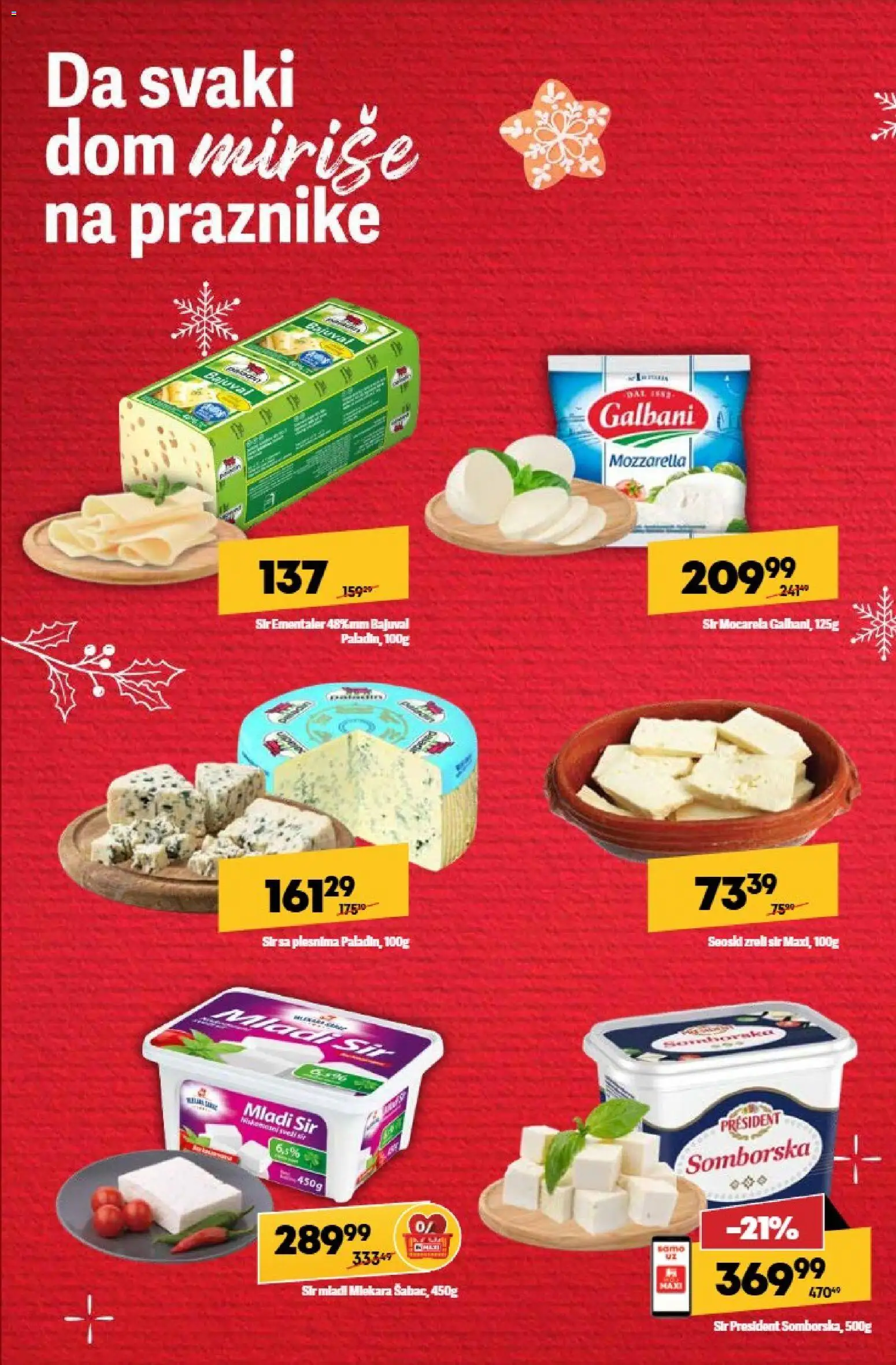 Maxi katalog - važi od 22.12.2025 | Strana: 16 | Proizvode: Mladi sir, Ementaler, Sir, Mozzarella