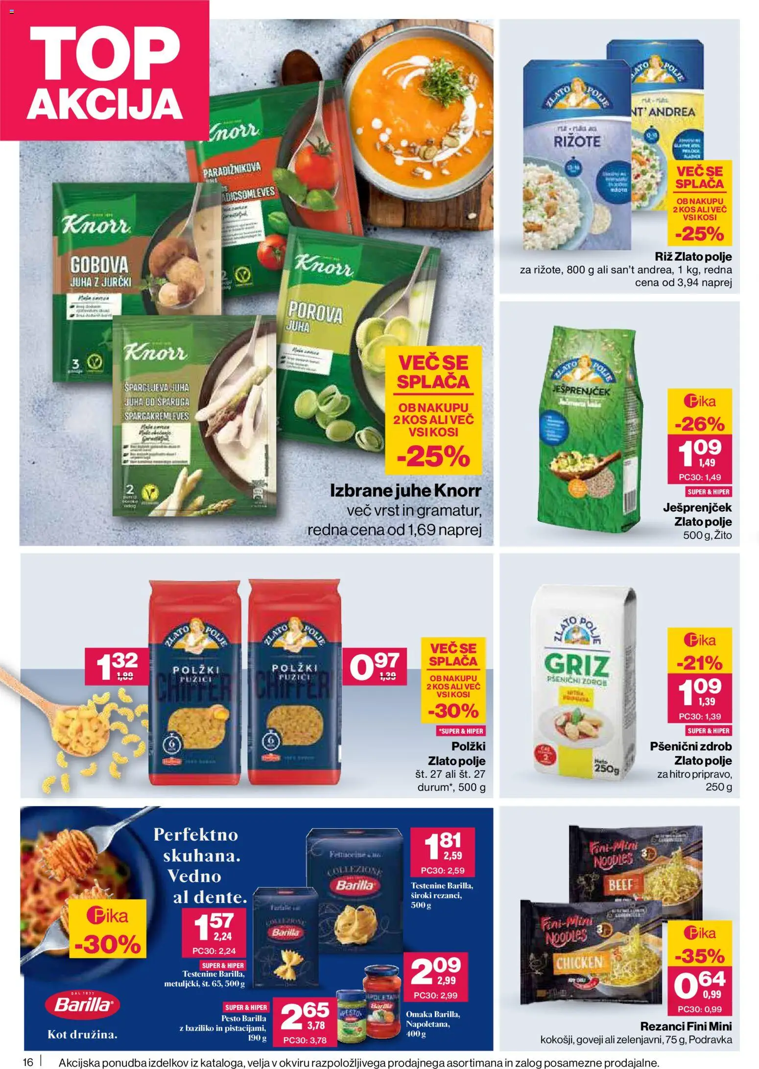 Novi Mercator katalog ponudbe – veljaven od 15.01.2026 | Stran: 16 | Izdelki: Rezanci, Juha, Pesto, Top doble cara