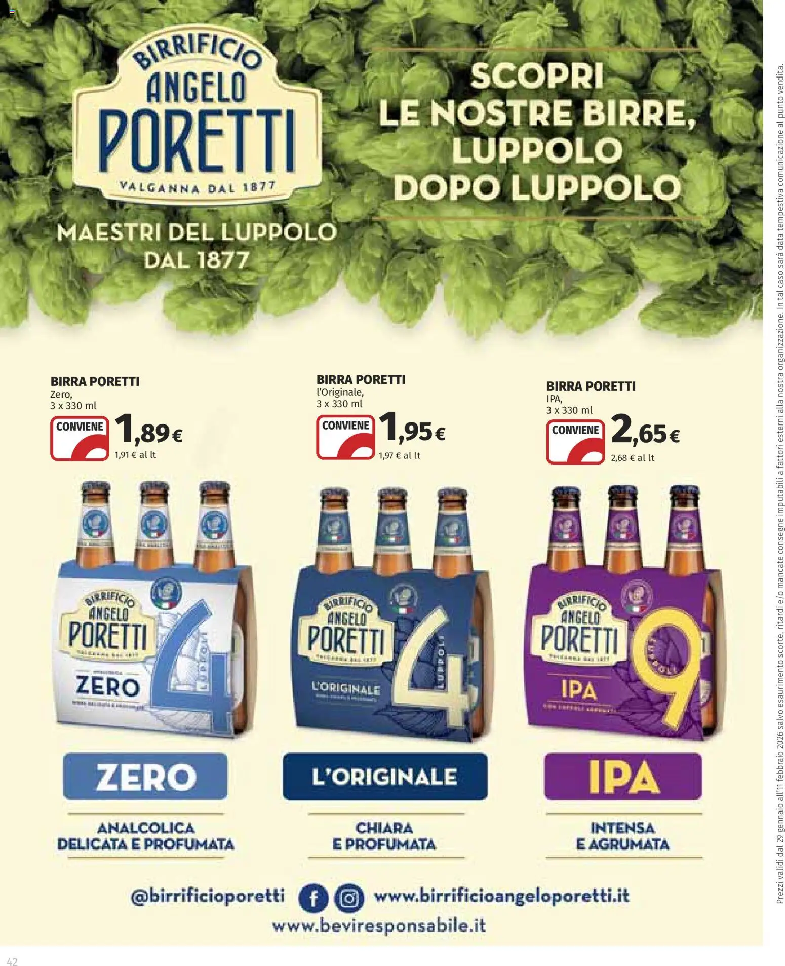 Volantino Ipercoop del 29.01.2026 | Pagina: 42 | Prodotti: Birra, Data