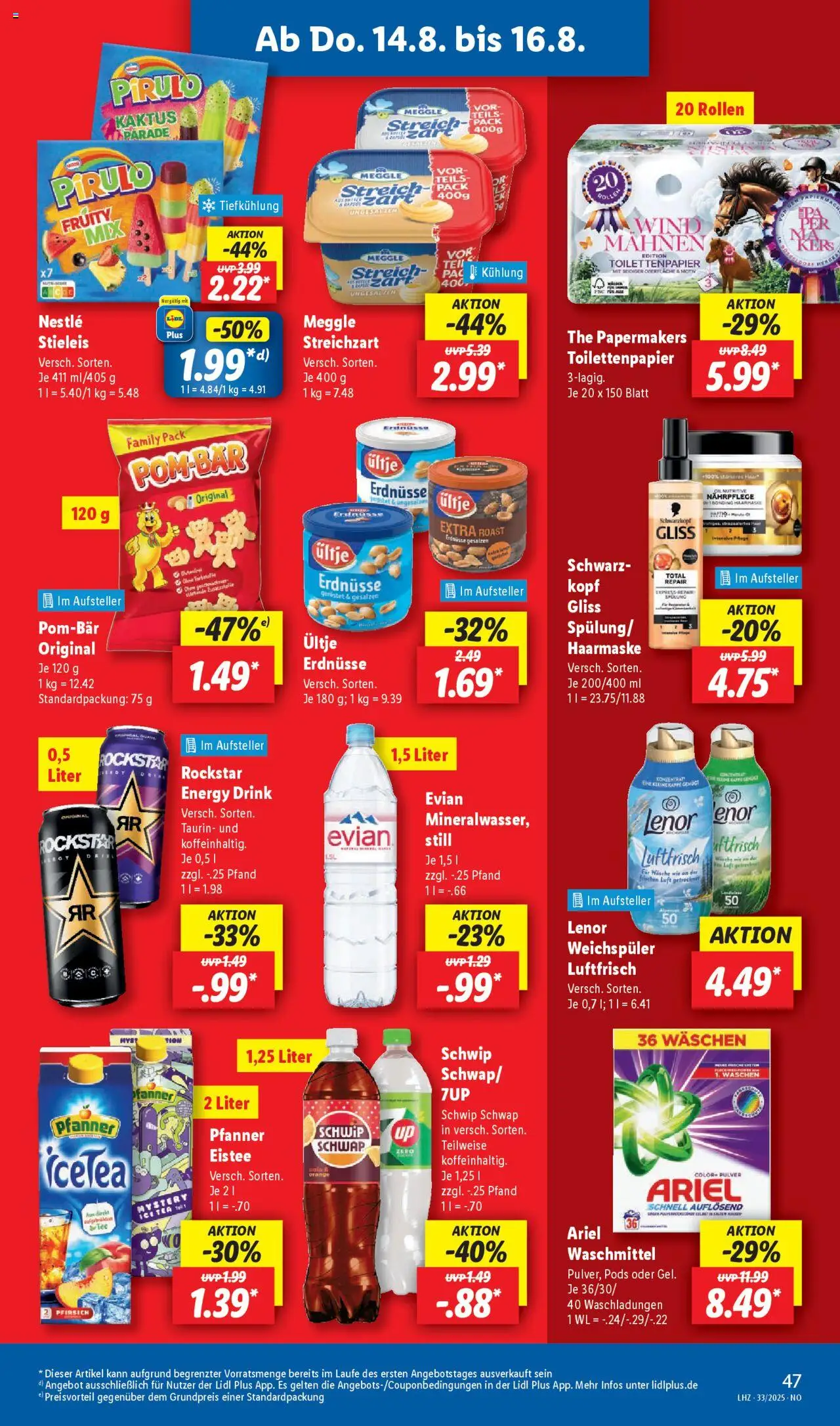 Lidl Prospekt Uelzen - gültig ab dem 11.08.2025 | Seite: 65 | Produkte: Schwip schwap, Waschmittel, Pfirsich, Toilettenpapier