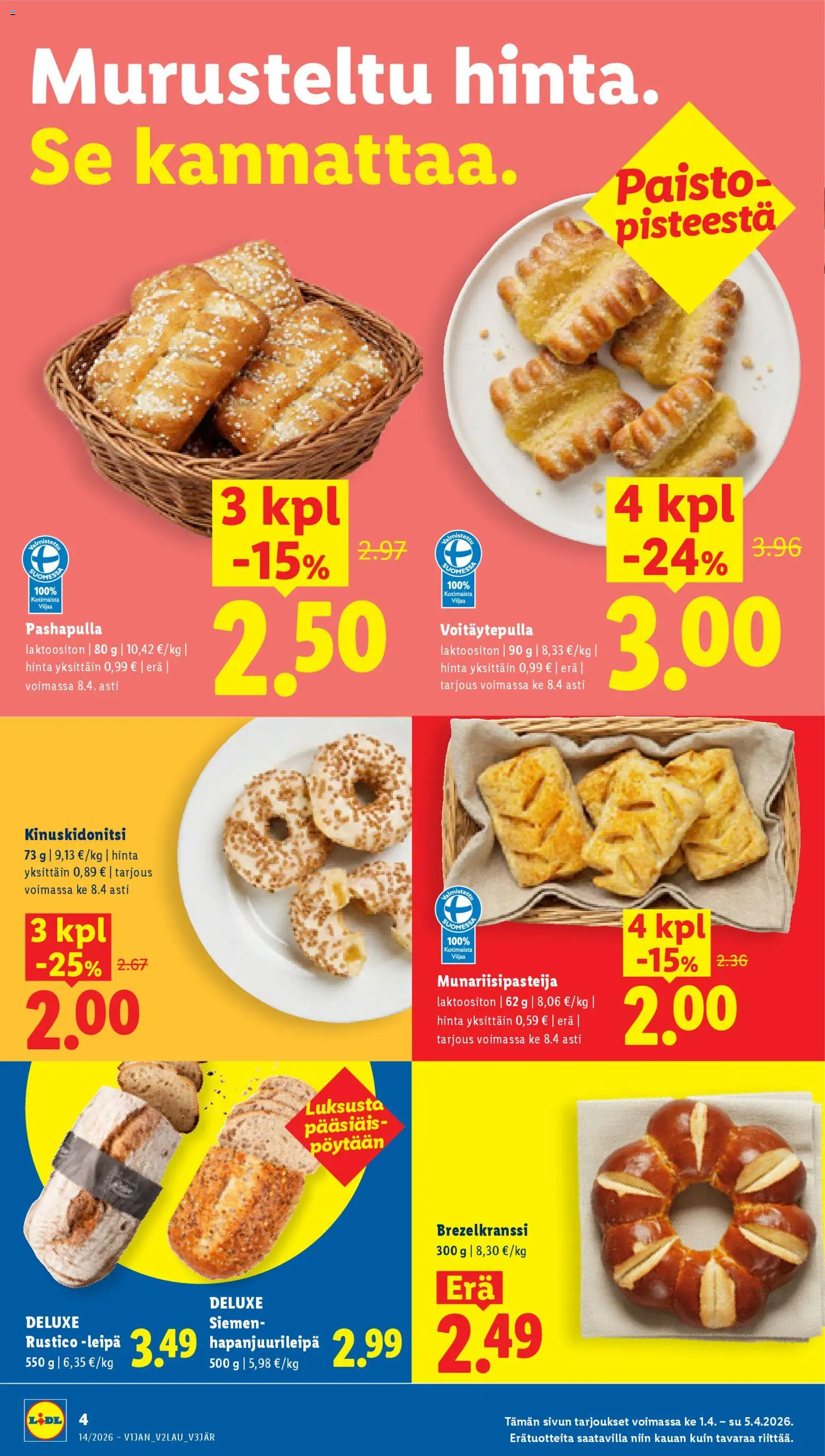Lidl tarjoukset - Helsinki – voimassa 01.04.2026 alkaen | Sivu: 4 | Tuotteet: Leipä