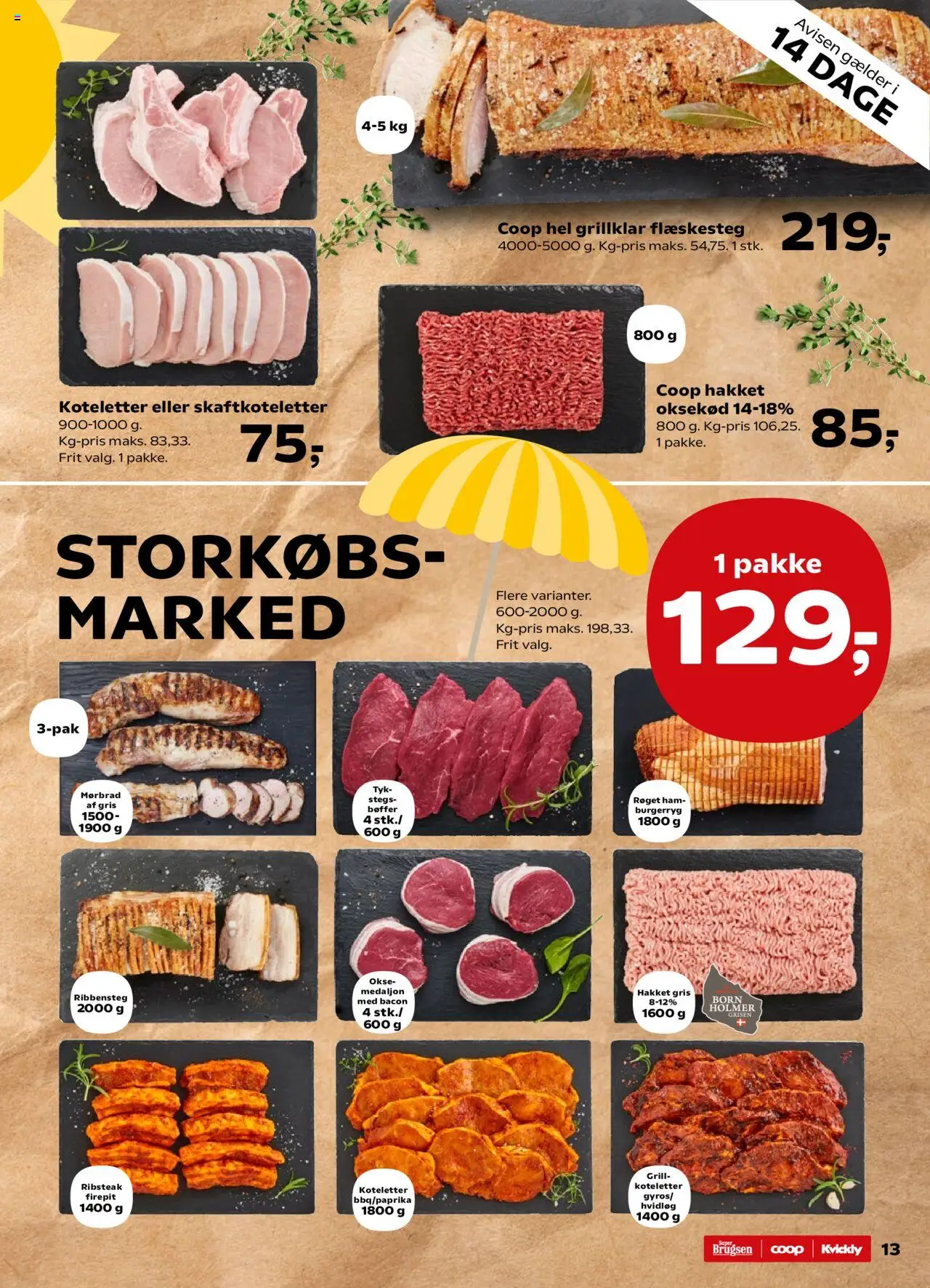 Super Brugsen Tilbudsavis gyldig fra 04.07.2025 | Side: 15 | Produkter: Bøffer, Koteletter, Hamburgerryg, Grill